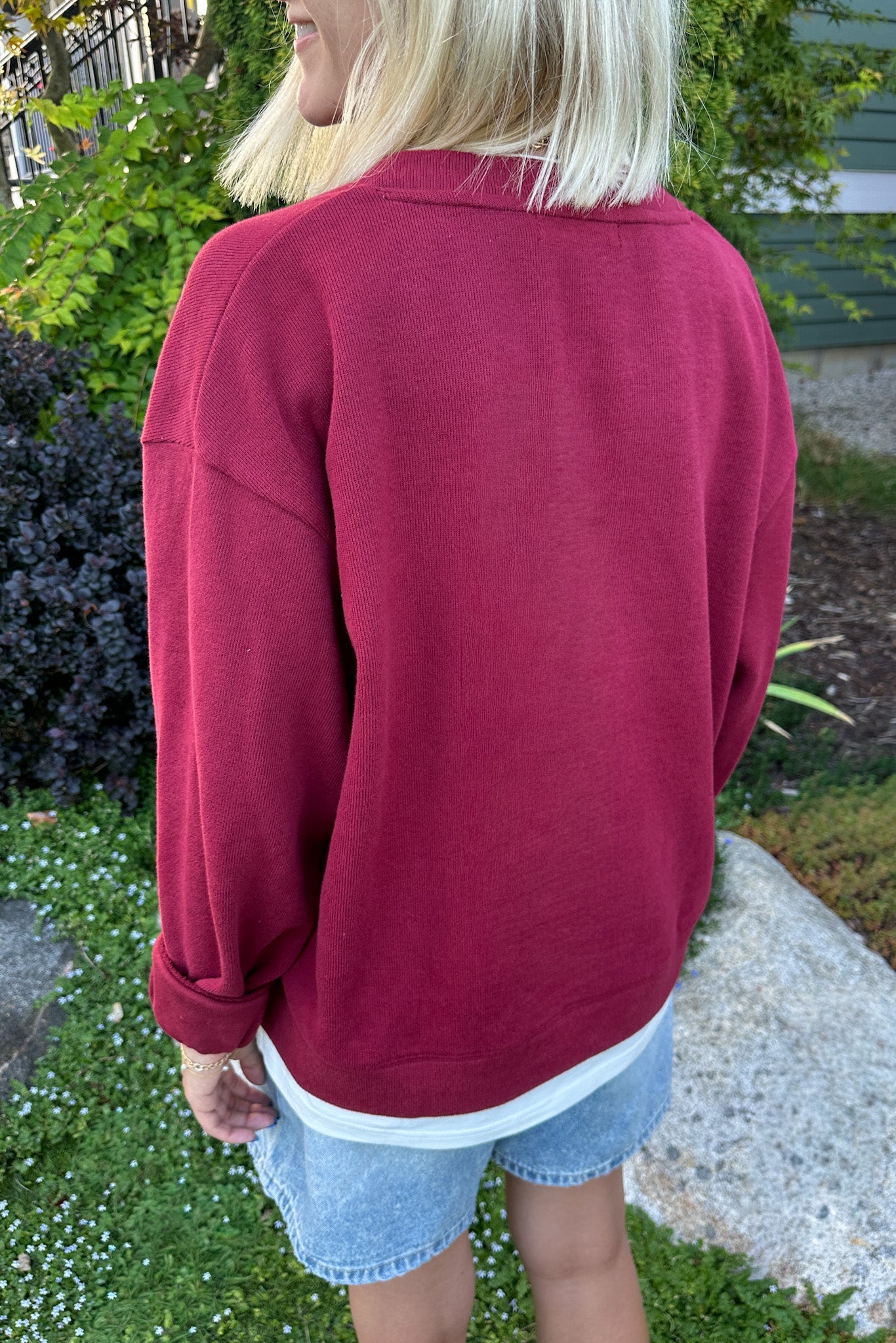 Sophie Crew Twofer Pullover in Maroon - Neutral Ground