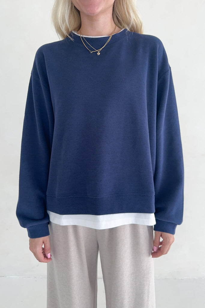 Sophie Crew Twofer Pullover in Navy - Neutral Ground