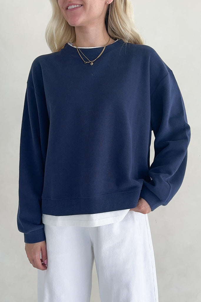 Sophie Crew Twofer Pullover in Navy - Neutral Ground