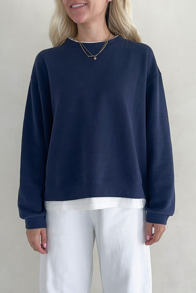 Sophie Crew Twofer Pullover in Navy - Neutral Ground