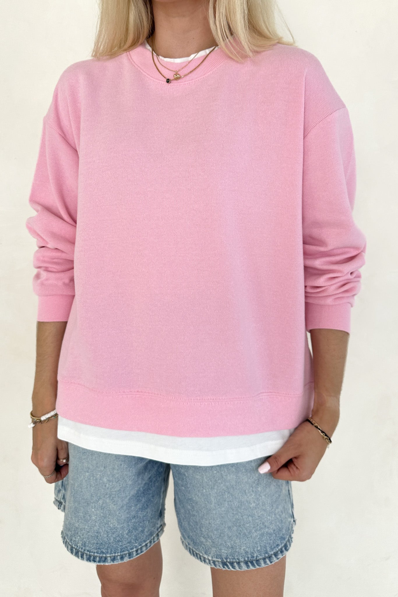 Sophie Crew Twofer Pullover in Pink - Neutral Ground
