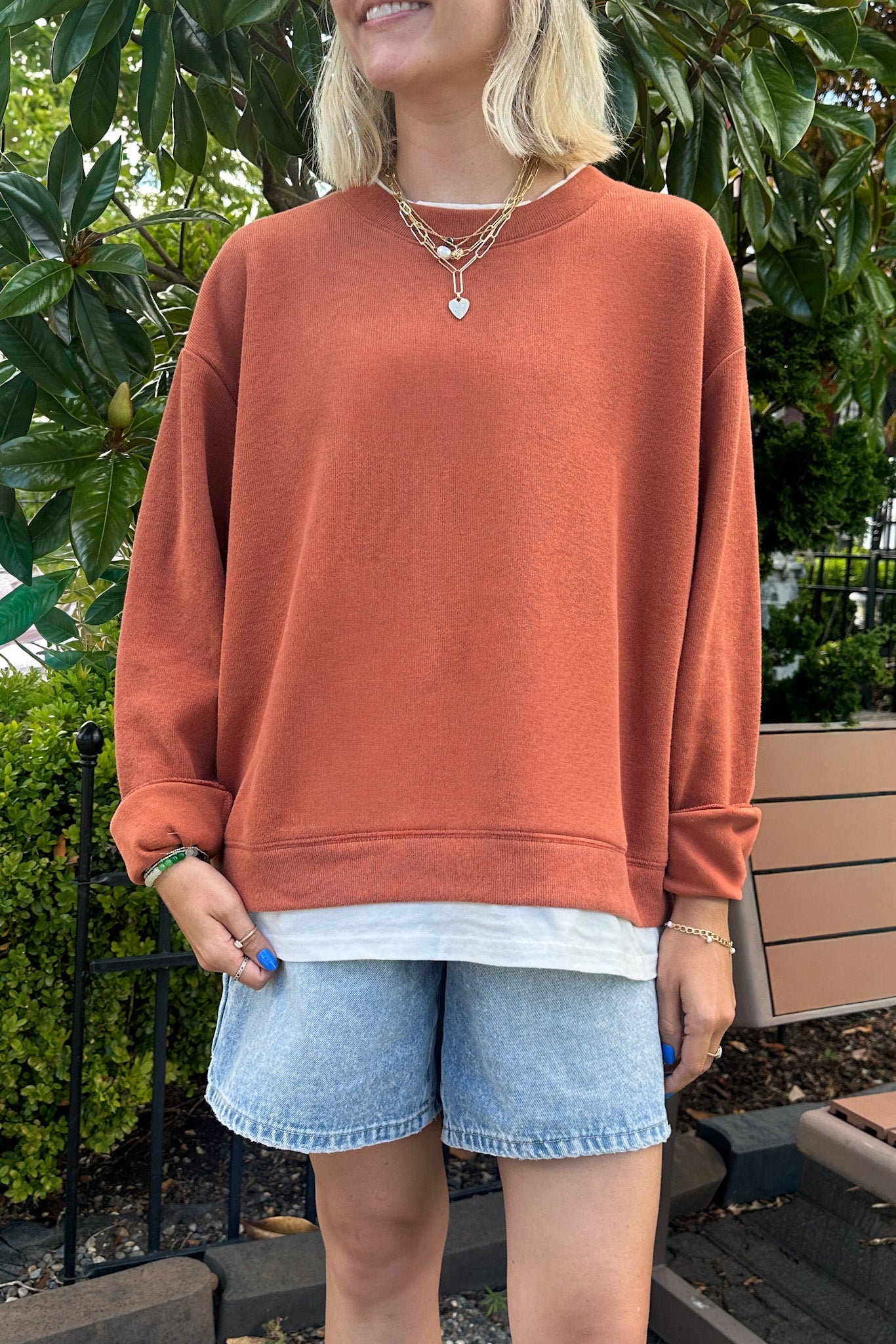 Sophie Crew Twofer Pullover in Rust - Neutral Ground