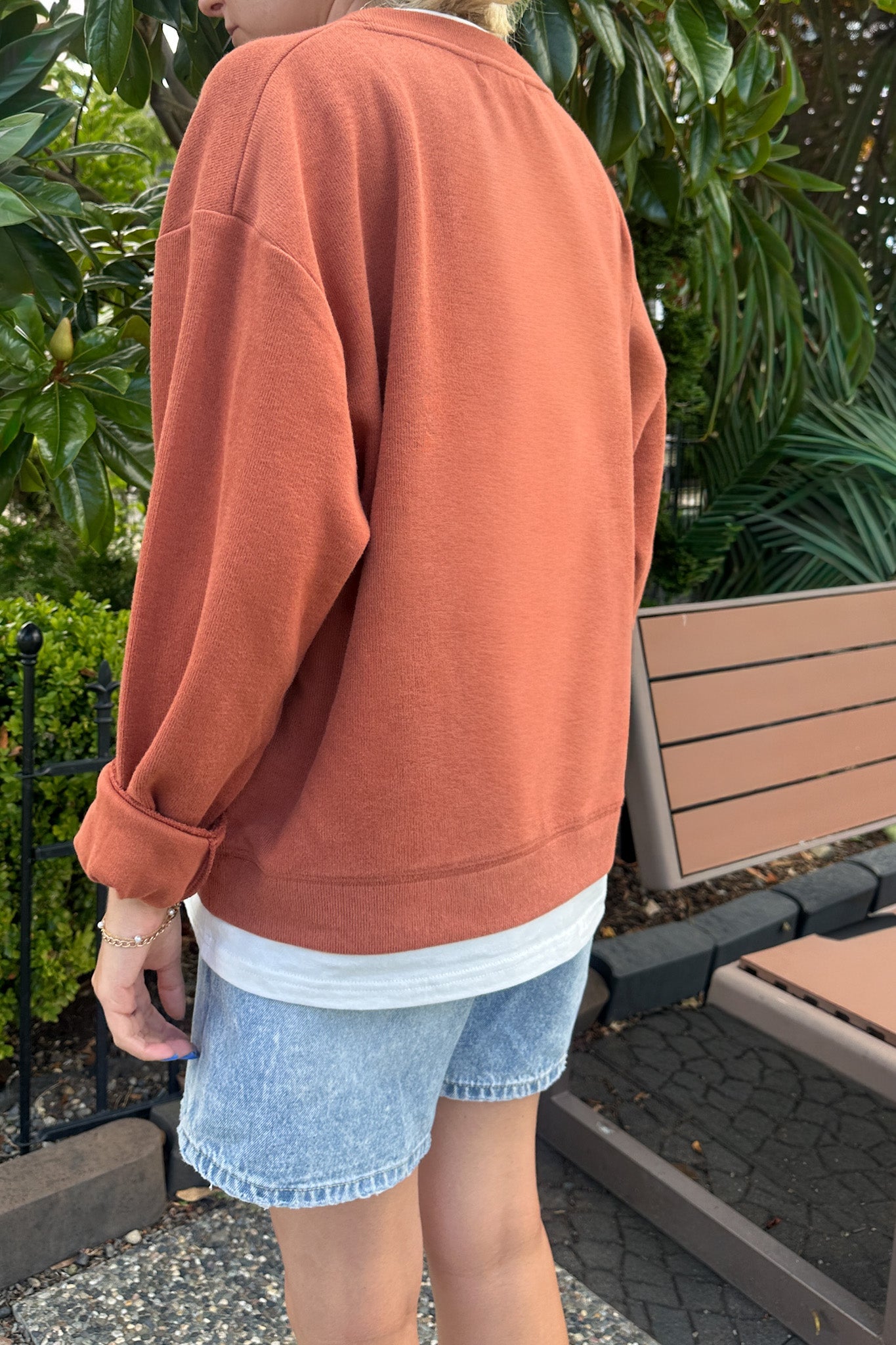 Sophie Crew Twofer Pullover in Rust - Neutral Ground