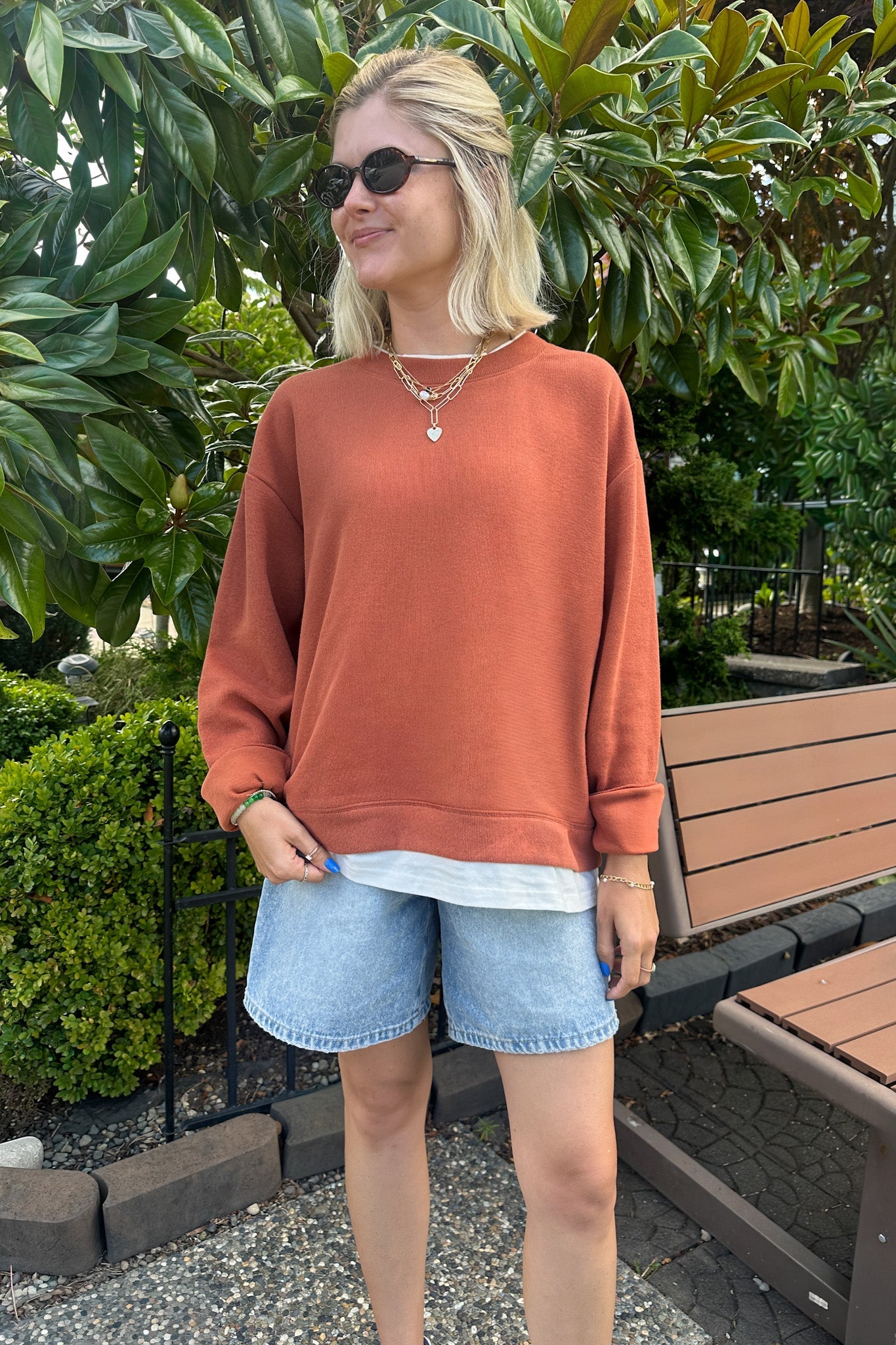 Sophie Crew Twofer Pullover in Rust - Neutral Ground