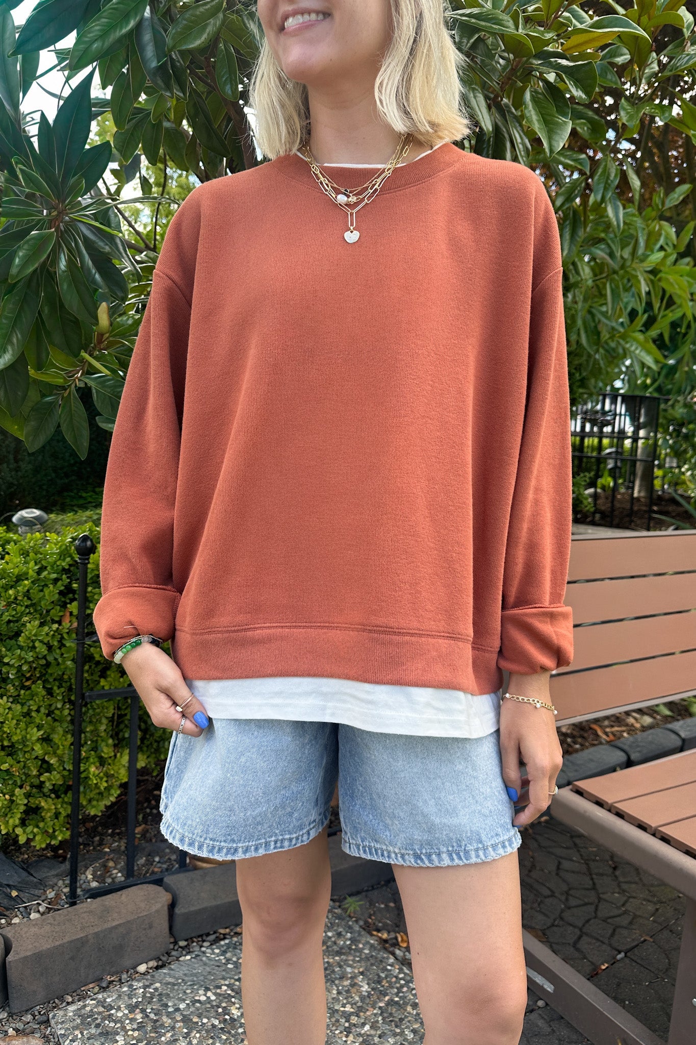 Sophie Crew Twofer Pullover in Rust - Neutral Ground