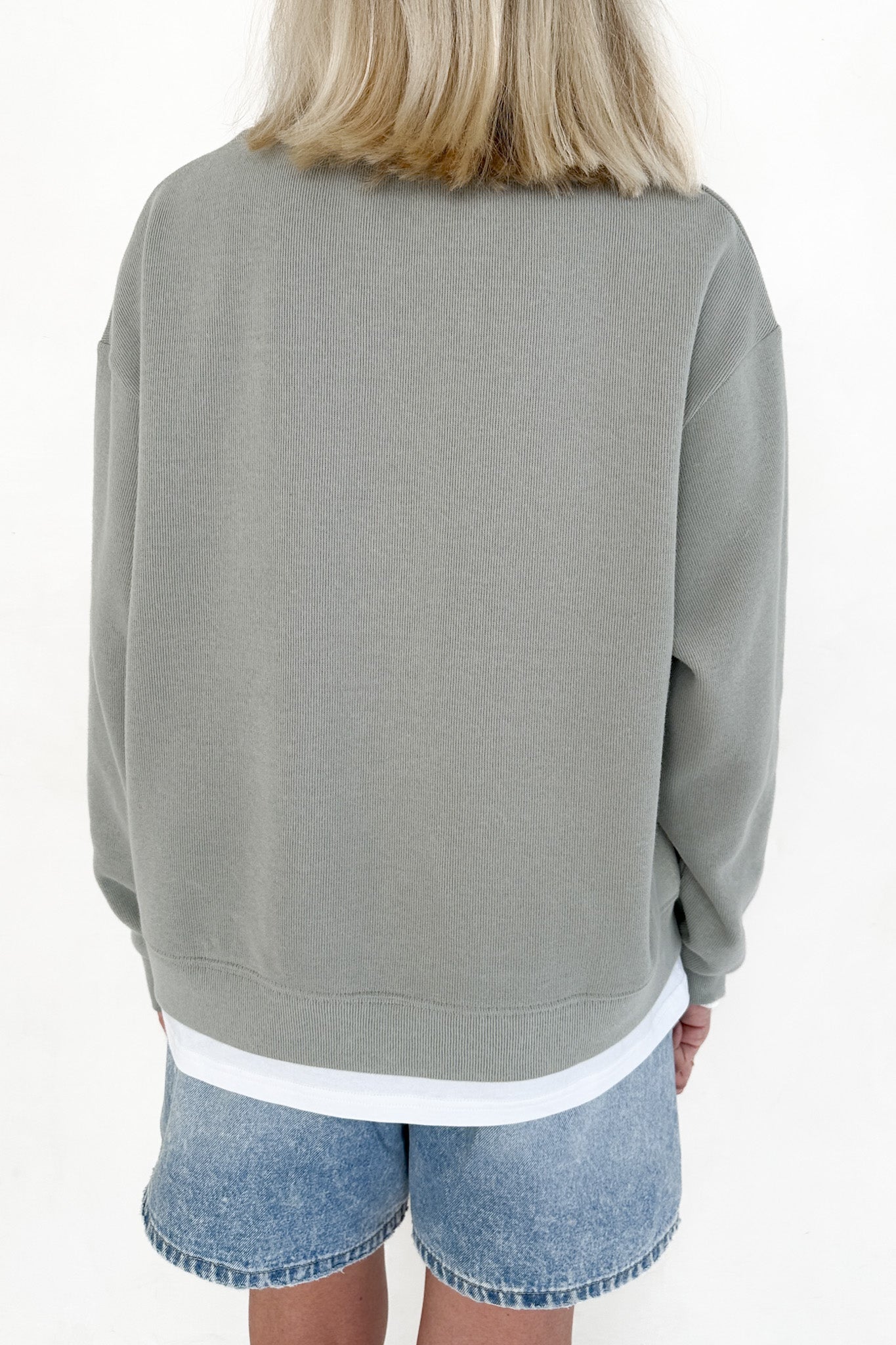 Sophie Crew Twofer Pullover in Sage - Neutral Ground