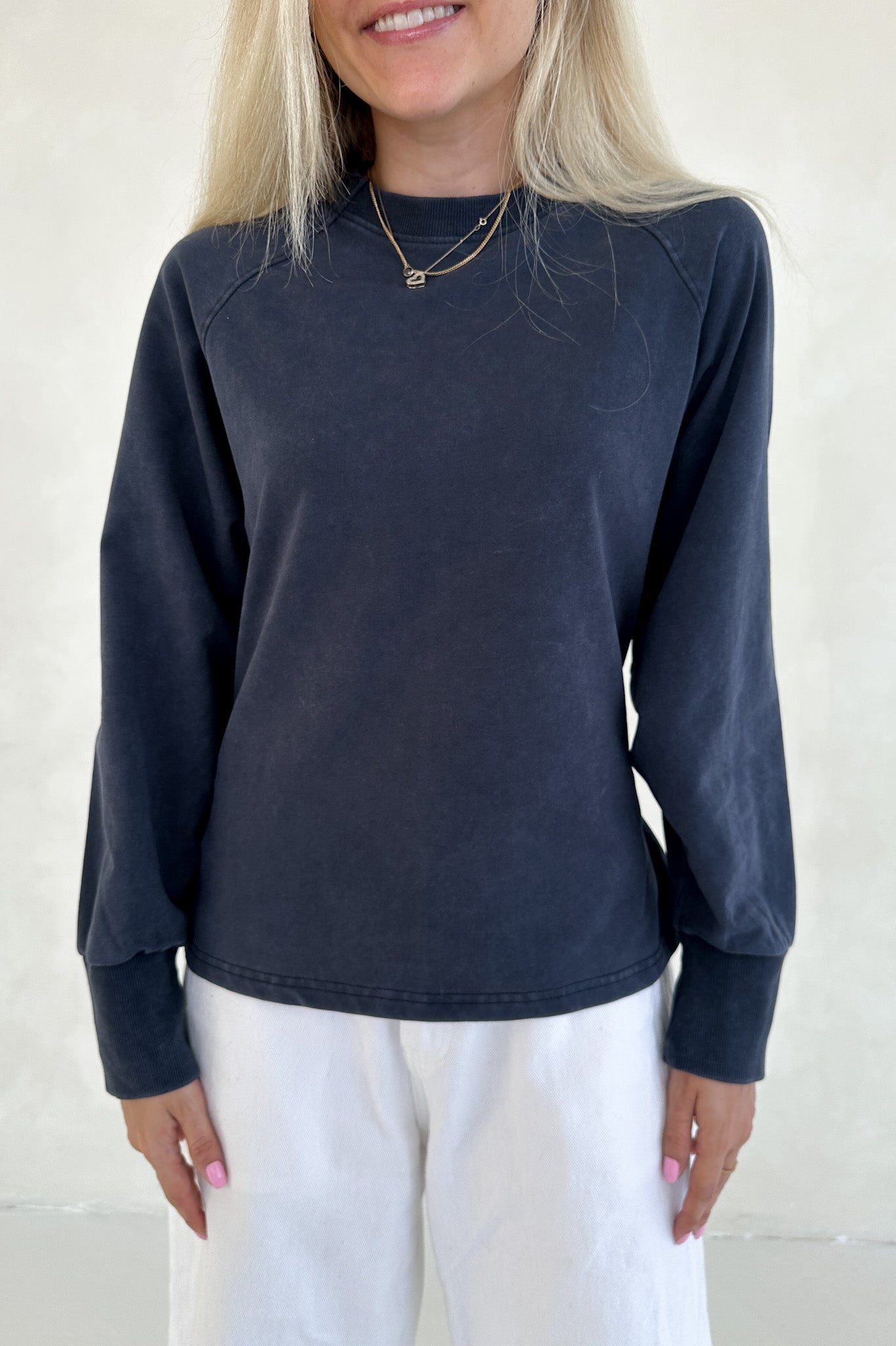 Stella Mineral Wash Tie Back Long Sleeve Pullover - Neutral Ground