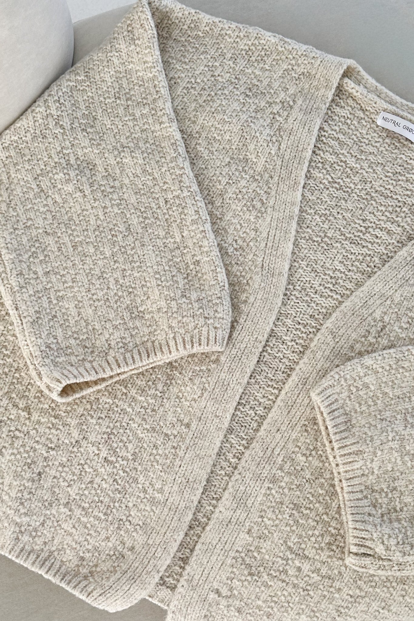 Stowe Open Front Knit Cardigan in Oatmeal - Neutral Ground