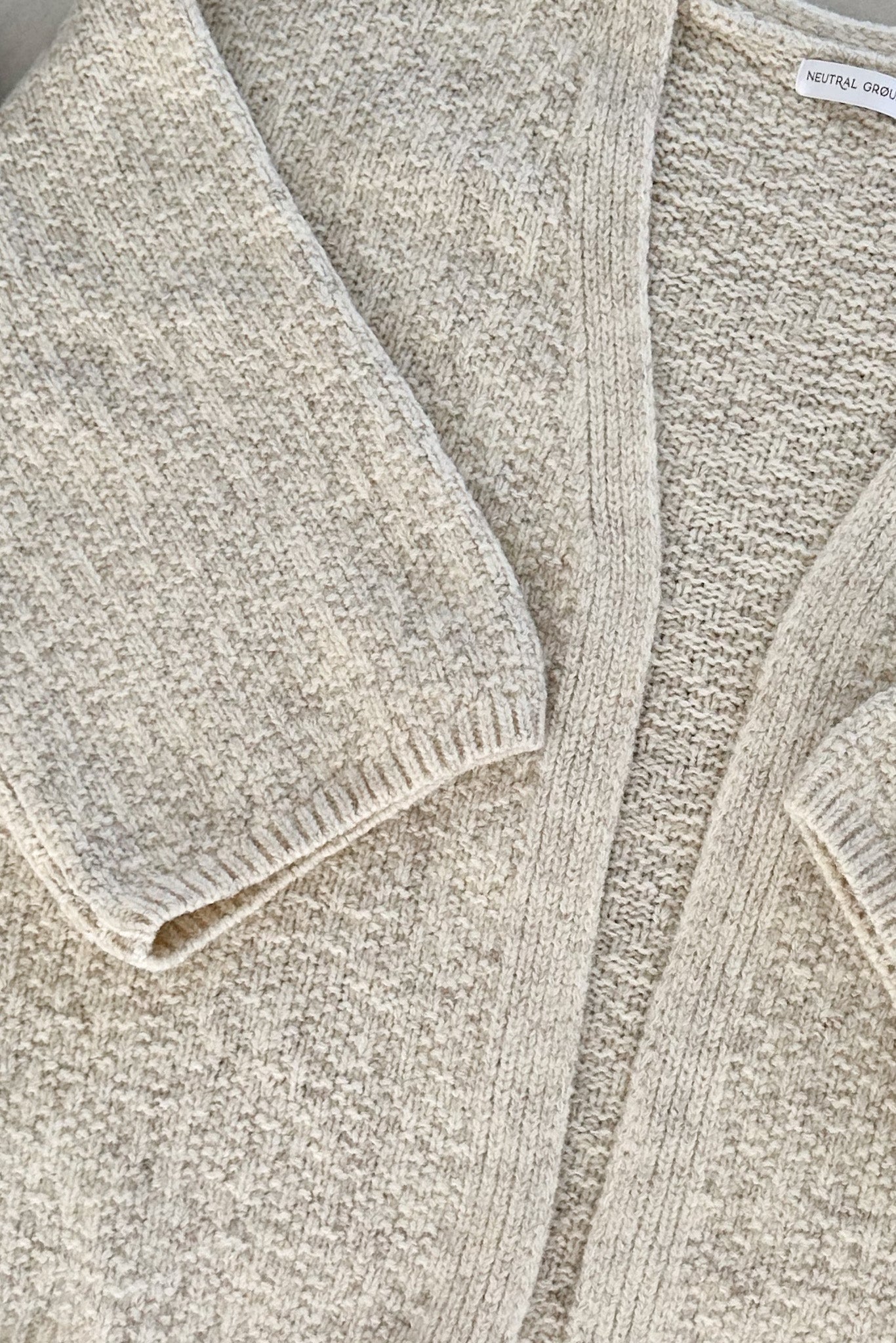 Stowe Open Front Knit Cardigan in Oatmeal - Neutral Ground