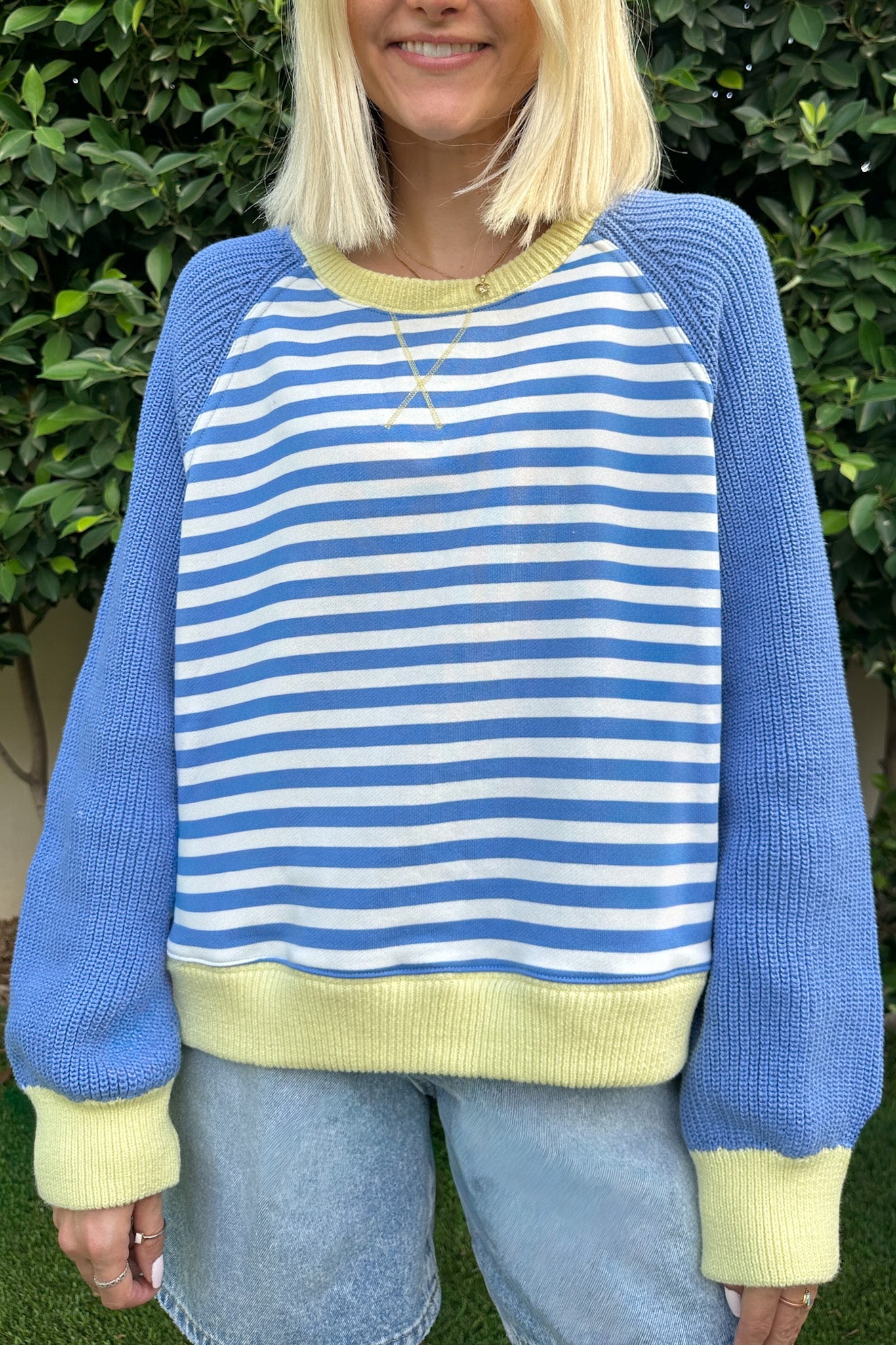 Stripe Pullover With Sweater Sleeves - Neutral Ground
