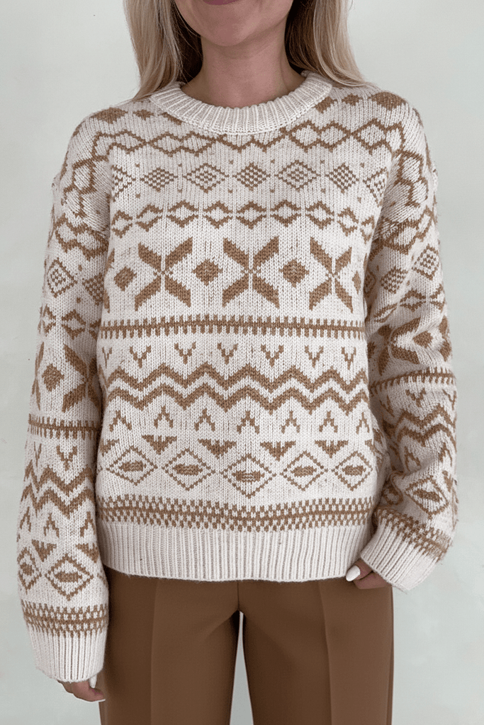 Sugar Cookie Jacquard Knit Sweater - Neutral Ground