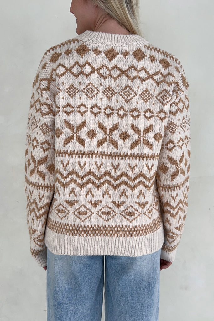 Sugar Cookie Jacquard Knit Sweater - Neutral Ground