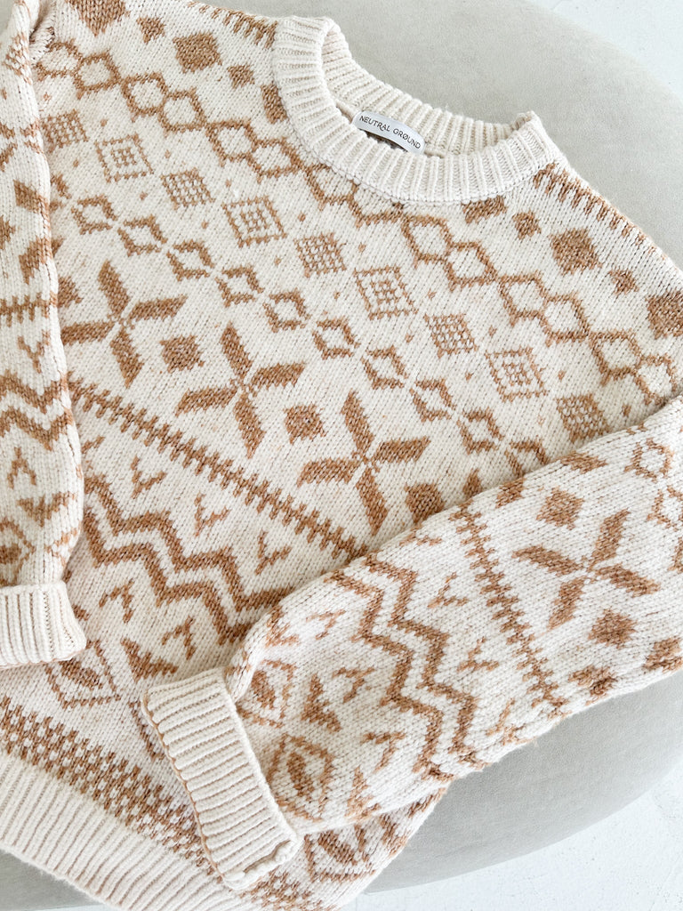 Sugar Cookie Jacquard Knit Sweater - Neutral Ground