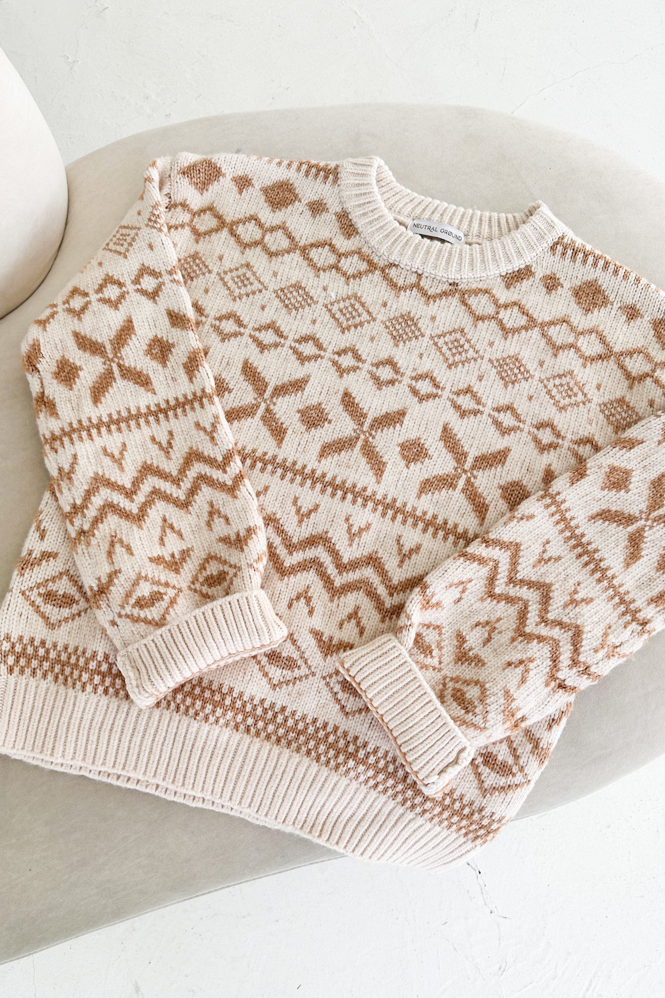 Sugar Cookie Jacquard Knit Sweater - Neutral Ground