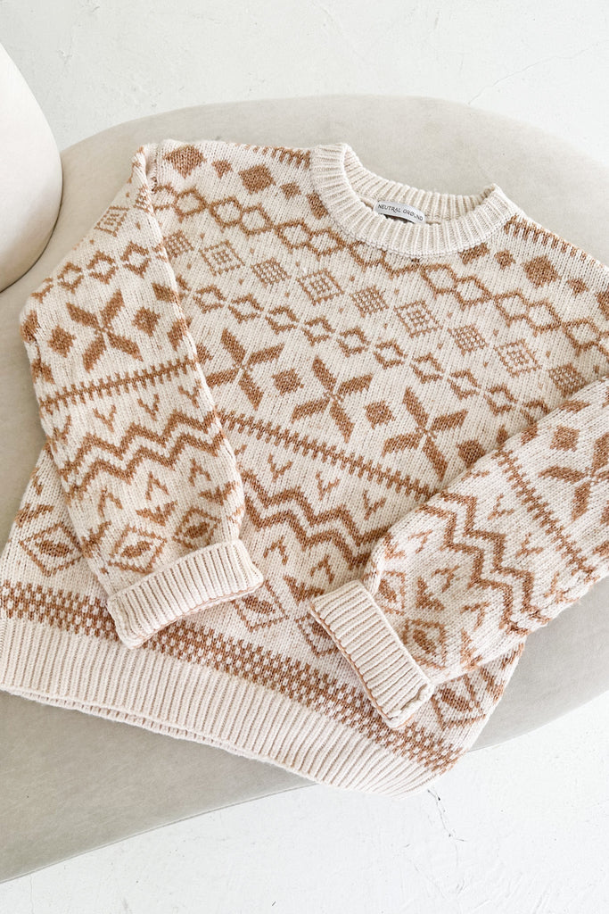 Sugar Cookie Jacquard Knit Sweater - Neutral Ground