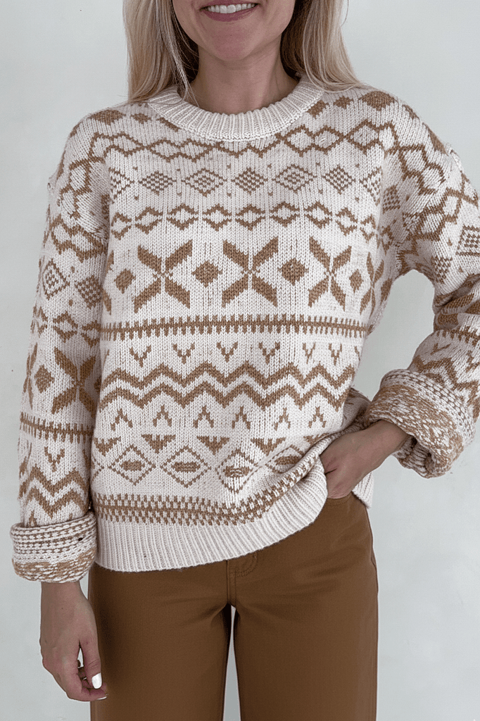 Sugar Cookie Jacquard Knit Sweater - Neutral Ground