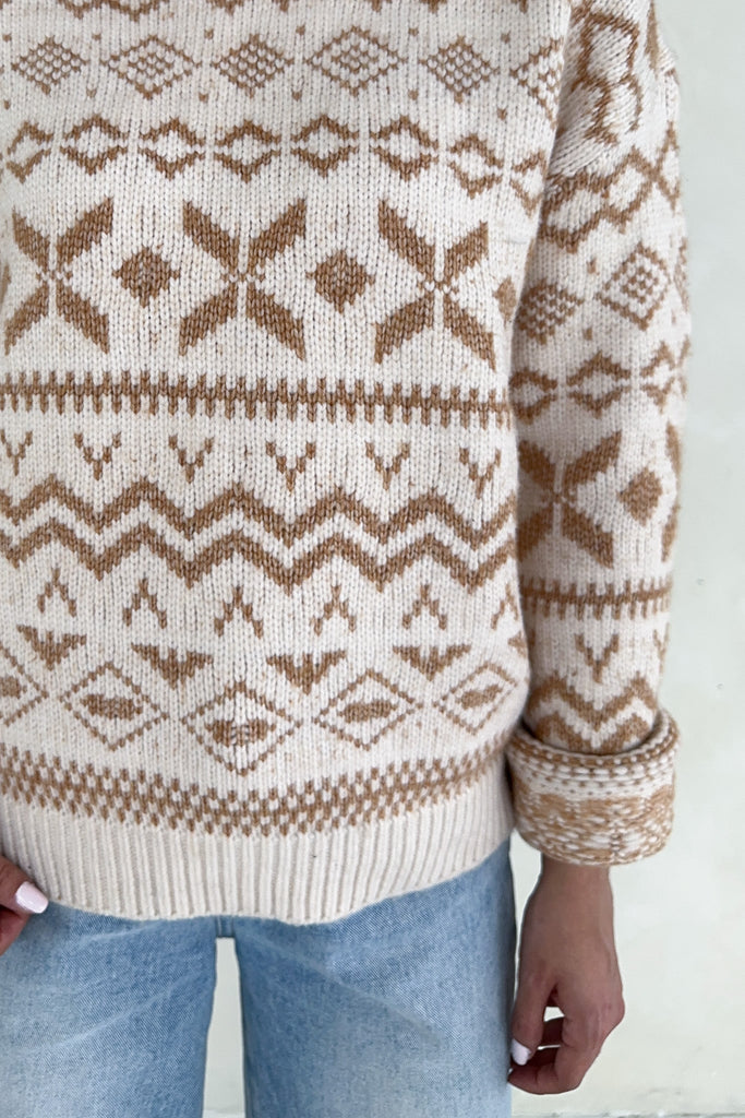 Sugar Cookie Jacquard Knit Sweater - Neutral Ground