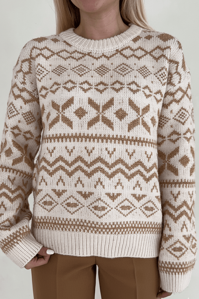Sugar Cookie Jacquard Knit Sweater - Neutral Ground