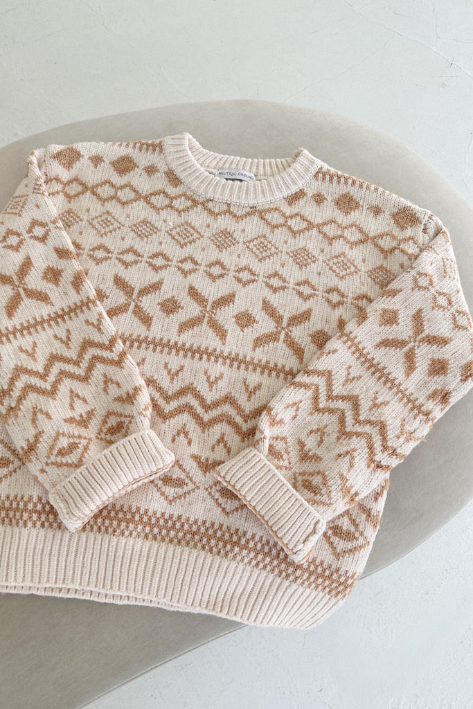 Sugar Cookie Jacquard Knit Sweater - Neutral Ground