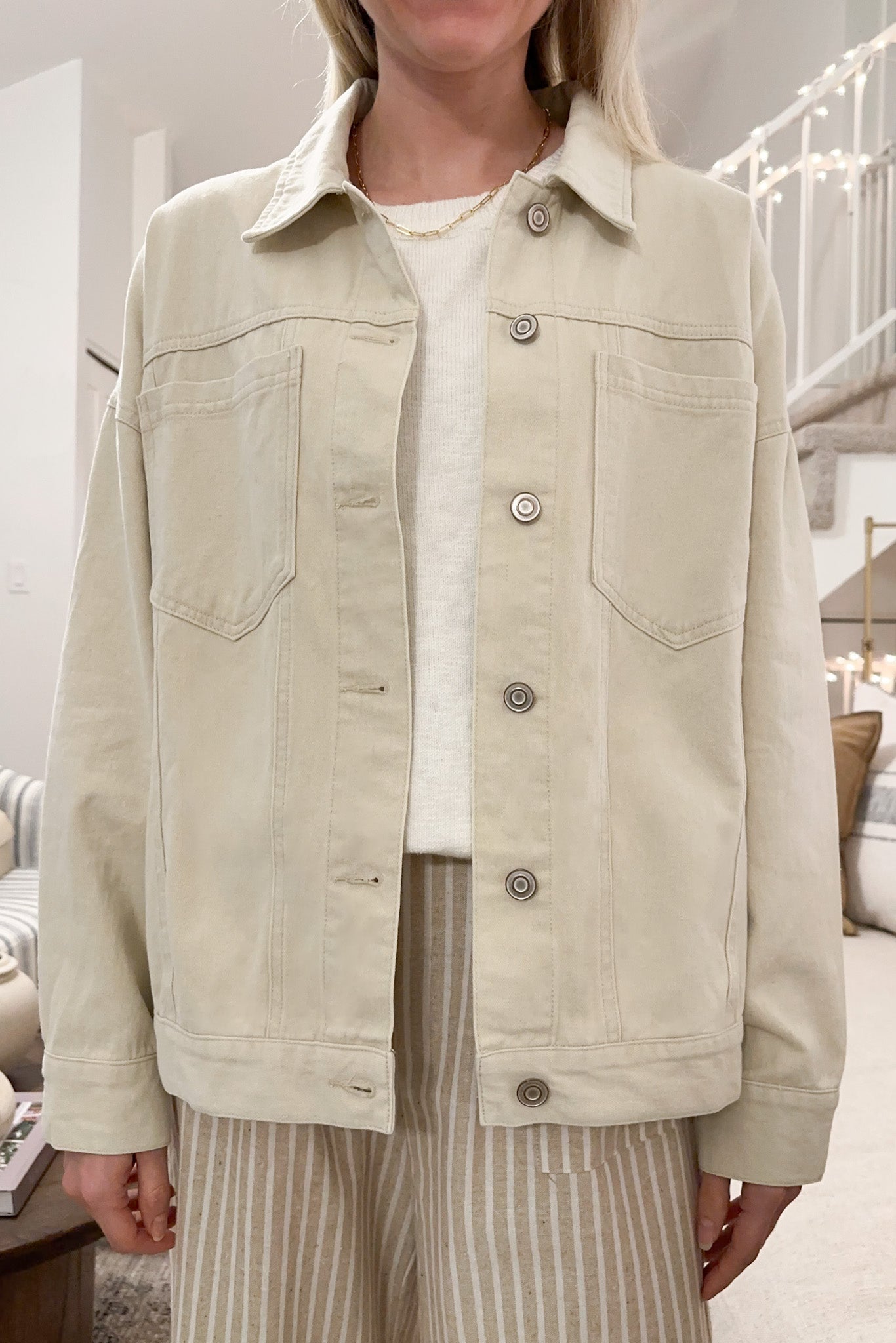 Summer Nights Washed Cotton Lightweight Jacket - Neutral Ground