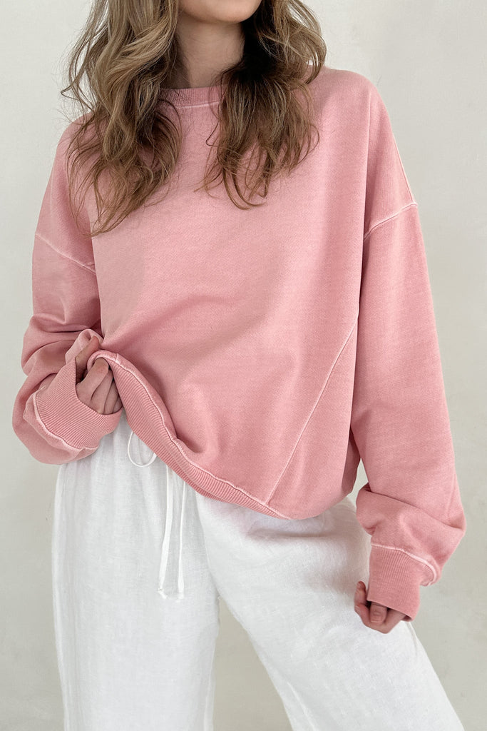 Sundays Pigment Washed Sweatshirt in Strawberry Cream - Neutral Ground