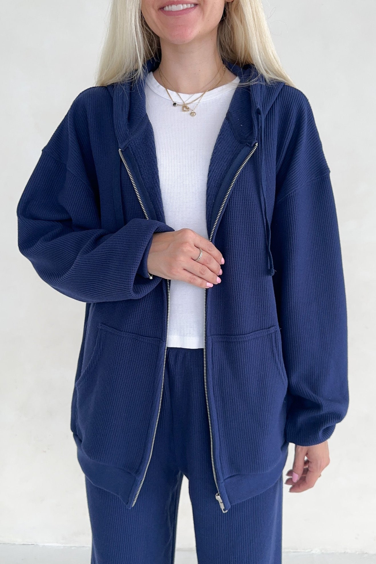 Sundays Waffle Knit Hoodie in Blueberry Latte - Neutral Ground