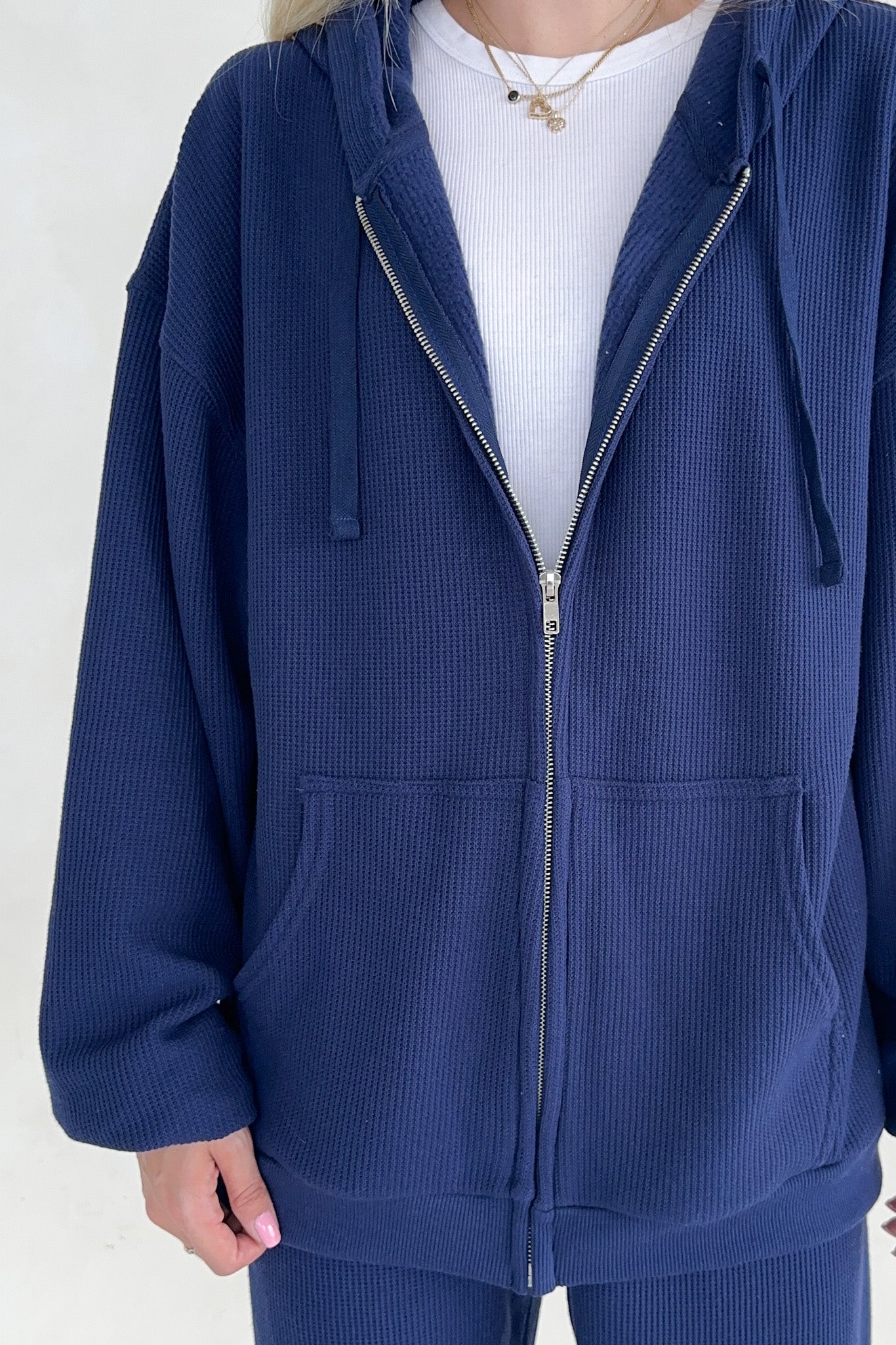 Sundays Waffle Knit Hoodie in Blueberry Latte - Neutral Ground