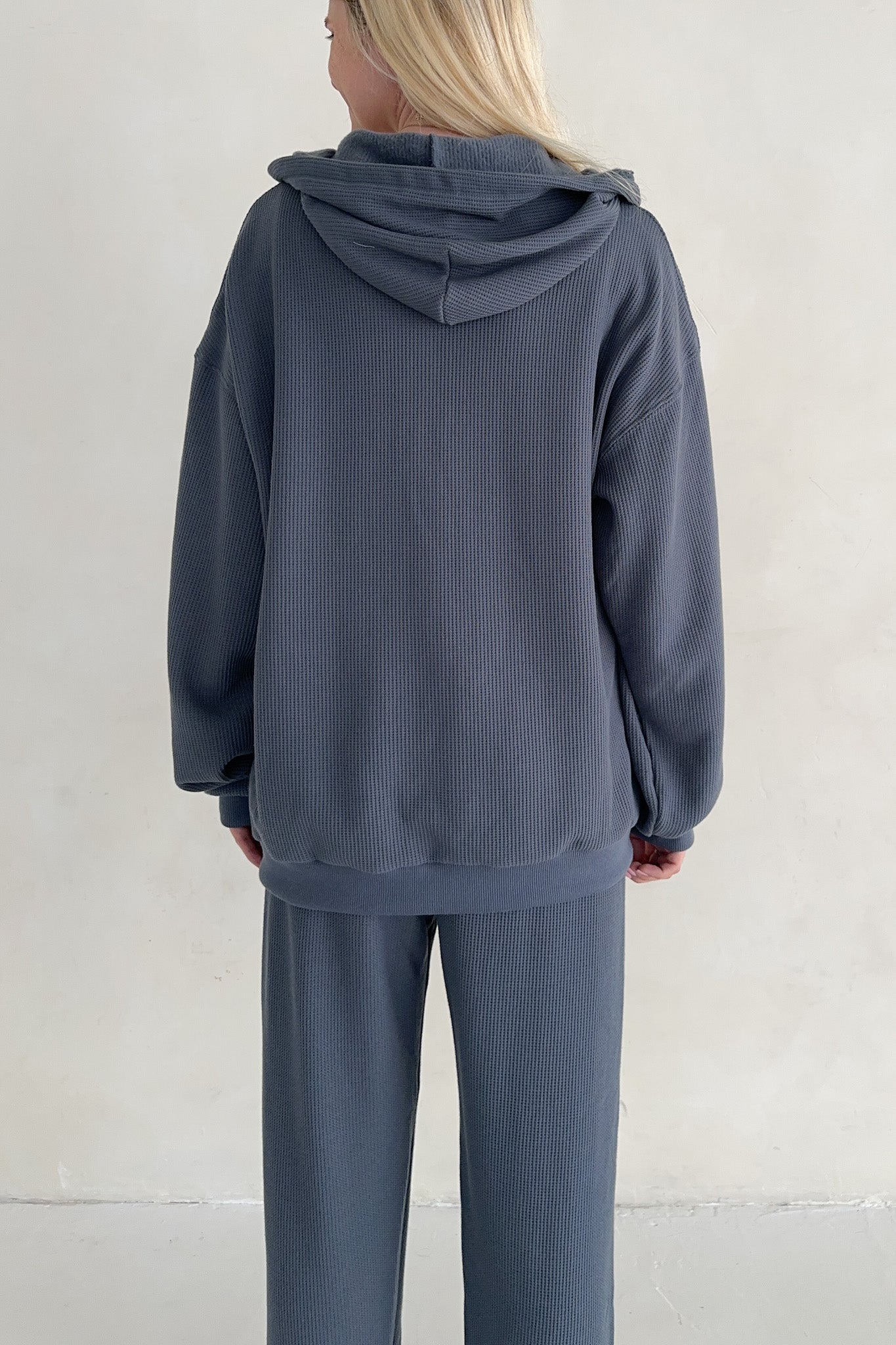 Sundays Waffle Knit Hoodie in London Fog - Neutral Ground