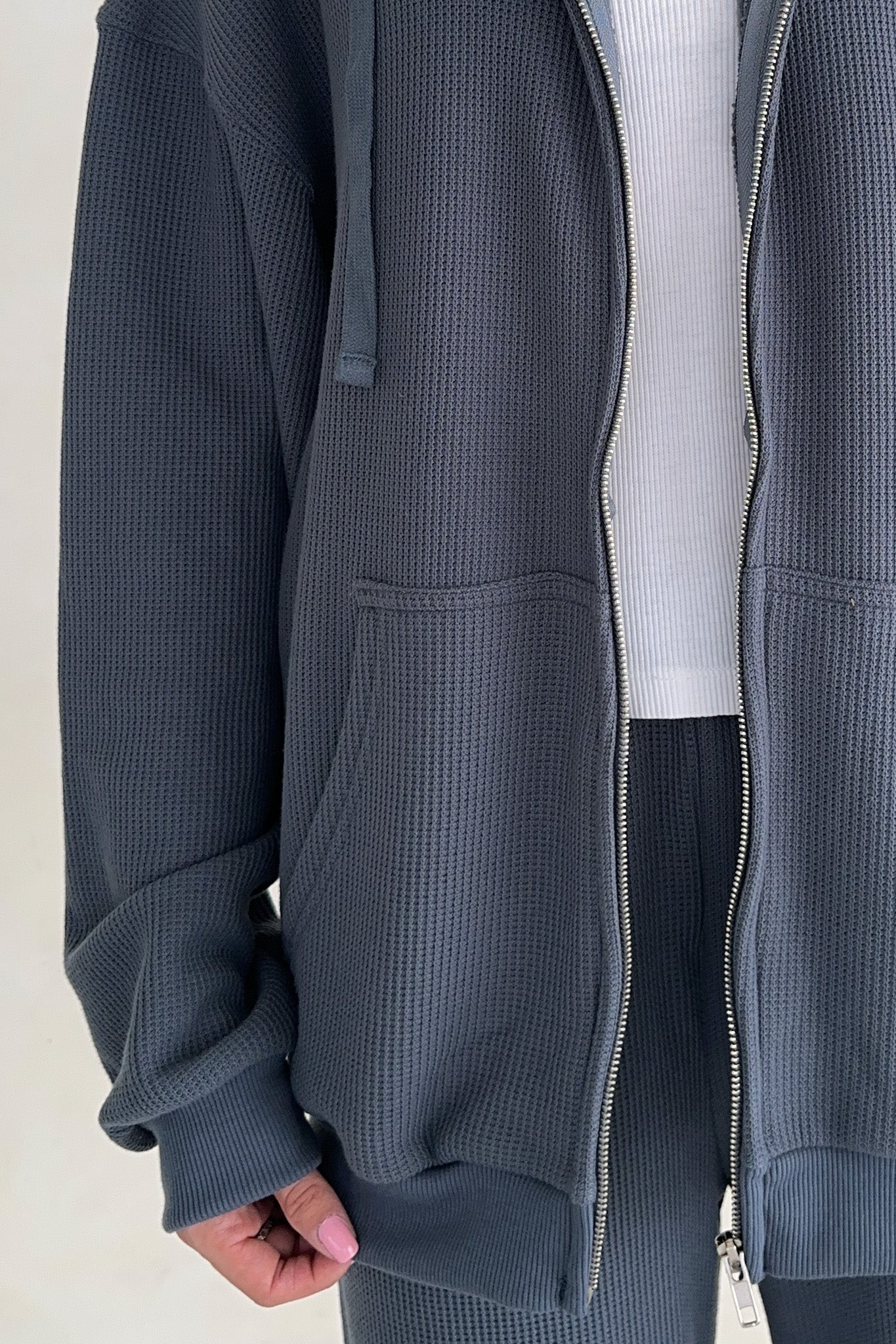 Sundays Waffle Knit Hoodie in London Fog - Neutral Ground