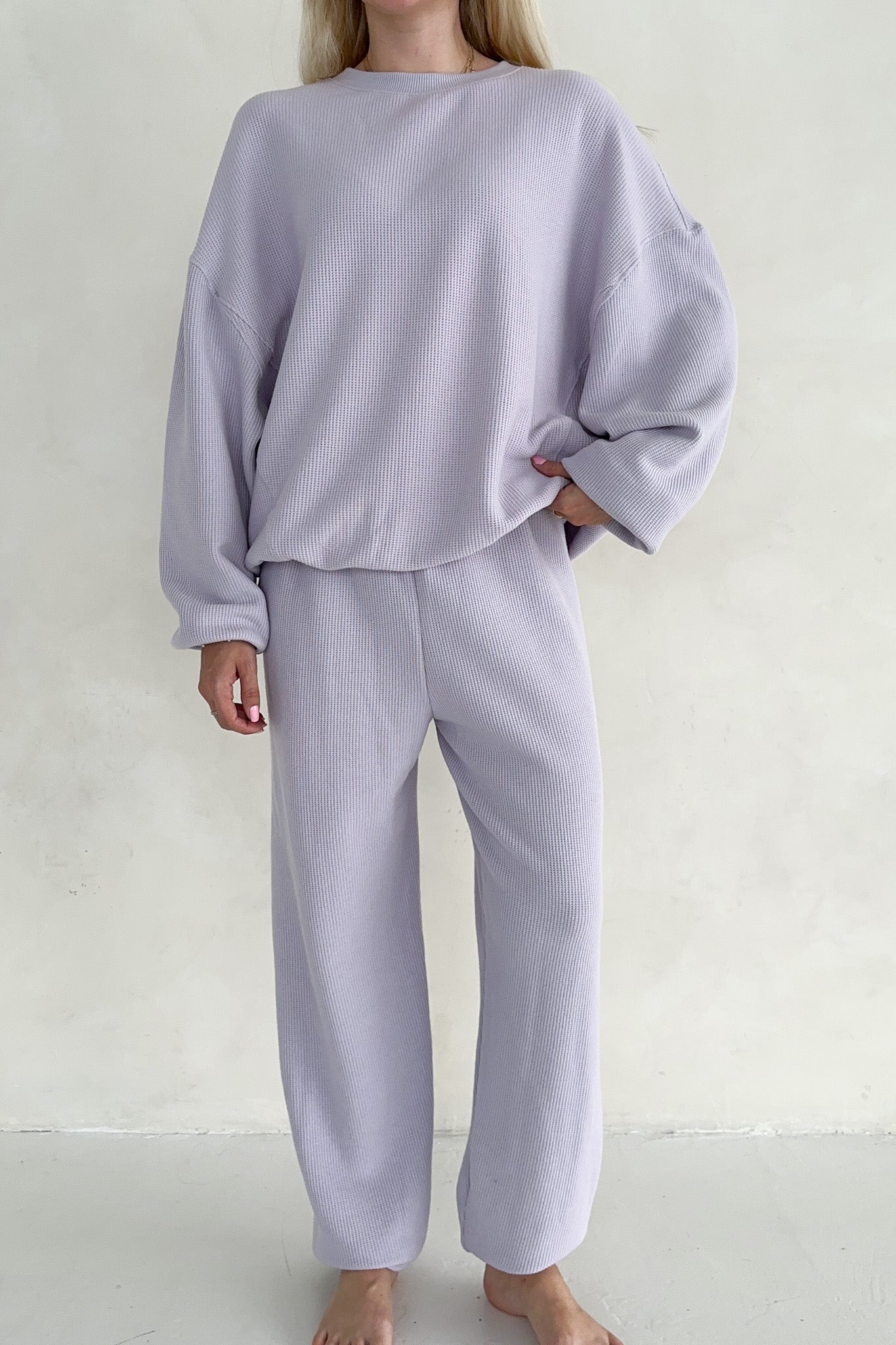 Sundays Waffle Knit Pants in Lavender Swirl - Neutral Ground