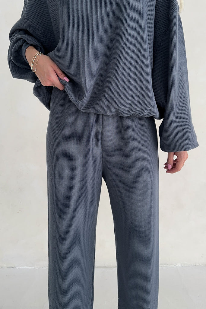 Sundays Waffle Knit Pants in London Fog - Neutral Ground