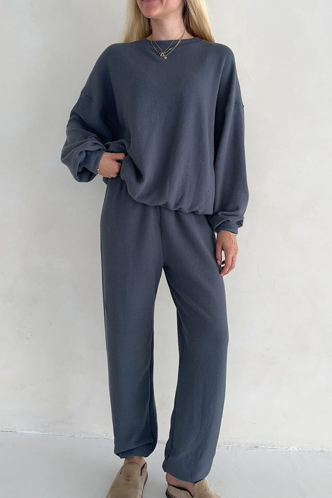 Sundays Waffle Knit Pants in London Fog - Neutral Ground