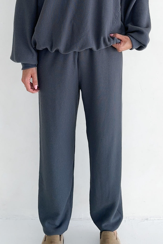 Sundays Waffle Knit Pants in London Fog - Neutral Ground