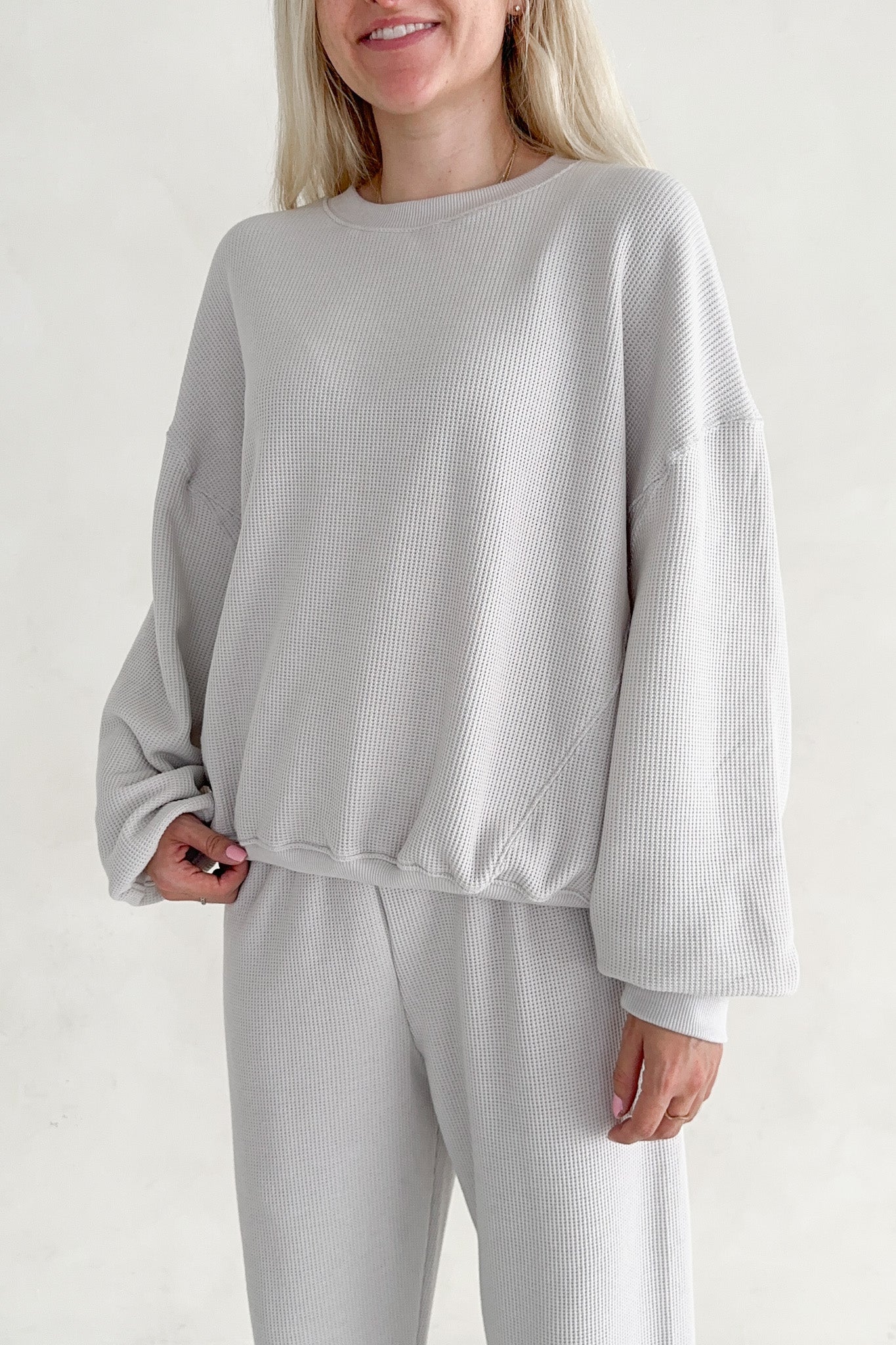 Sundays Waffle Knit Sweatshirt in Earl Grey - Neutral Ground