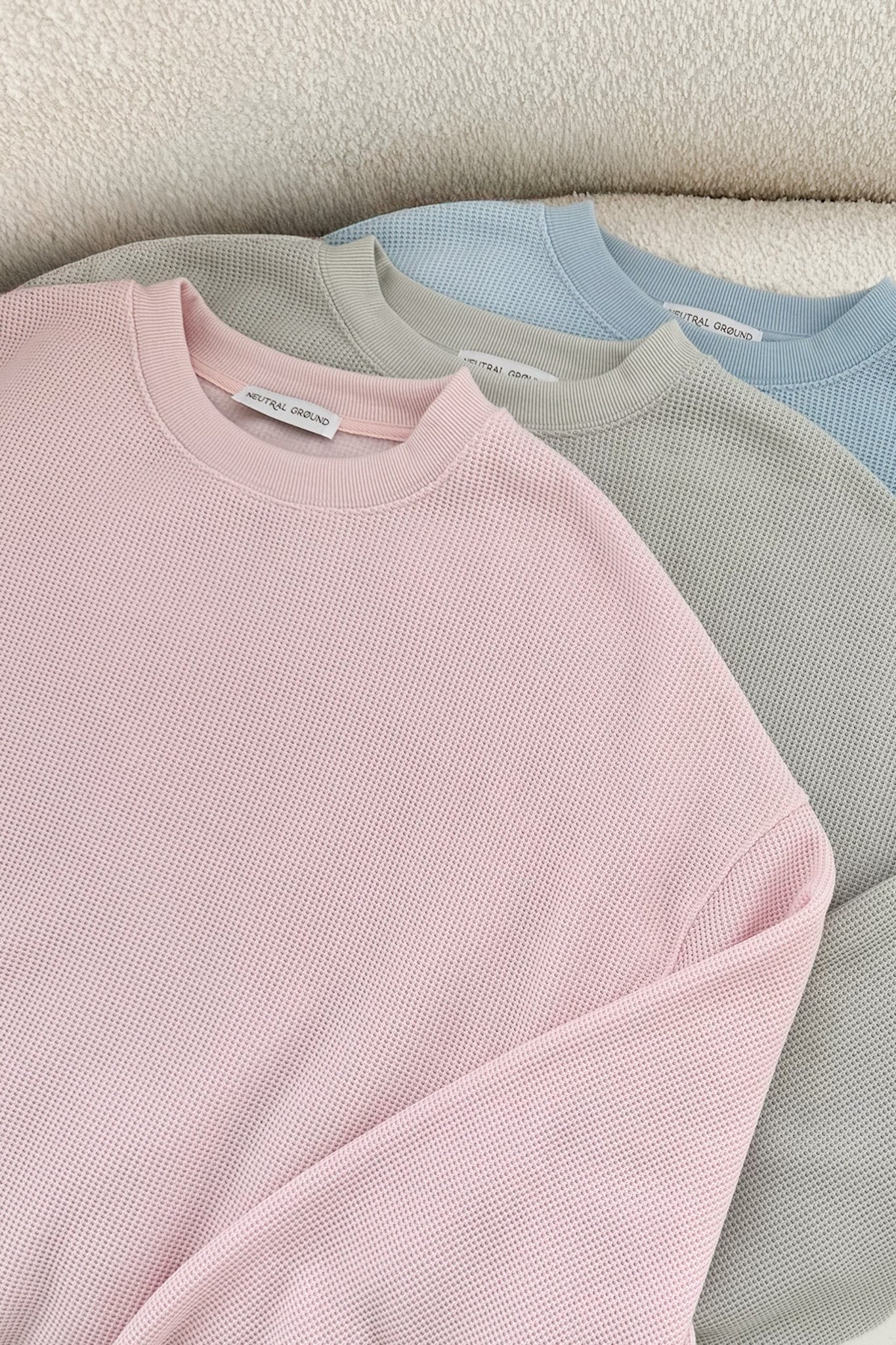 Sundays Waffle Knit Sweatshirt in Sweet Pink - Neutral Ground