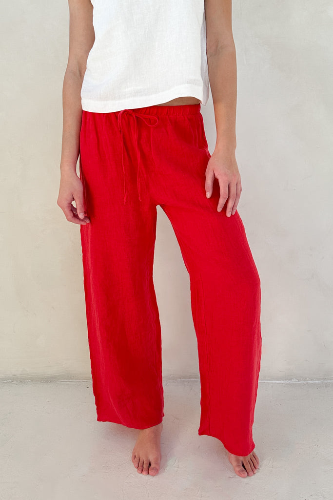 Sunkissed Linen Pants in Americana Red - Neutral Ground