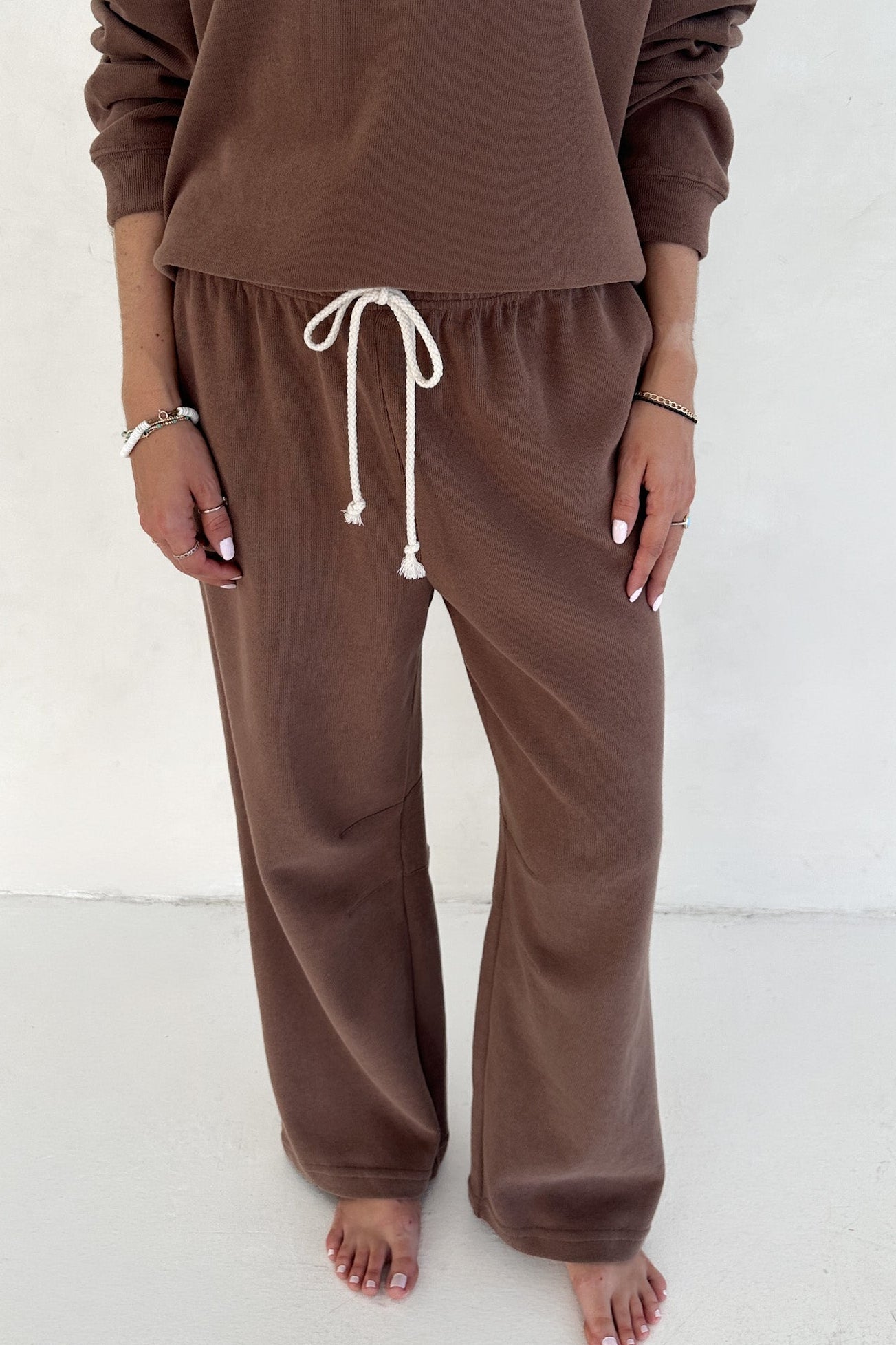 Sunkissed Rope Drawstring Pants in Cocoa - Neutral Ground