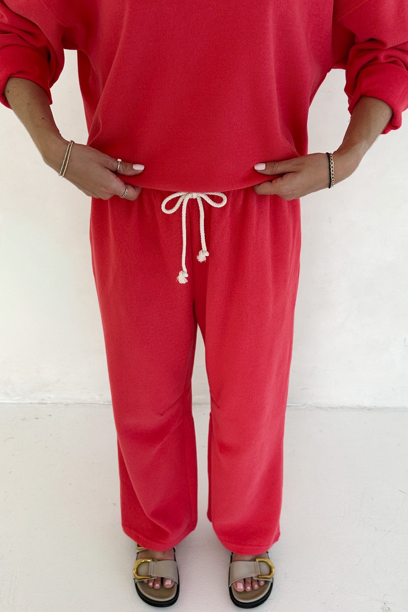 Sunkissed Rope Drawstring Pants in Papaya - Neutral Ground