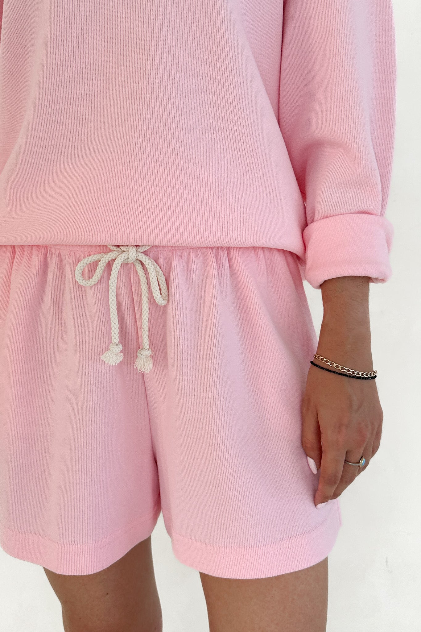 Sunkissed Rope Drawstring Shorts in Hibiscus - Neutral Ground