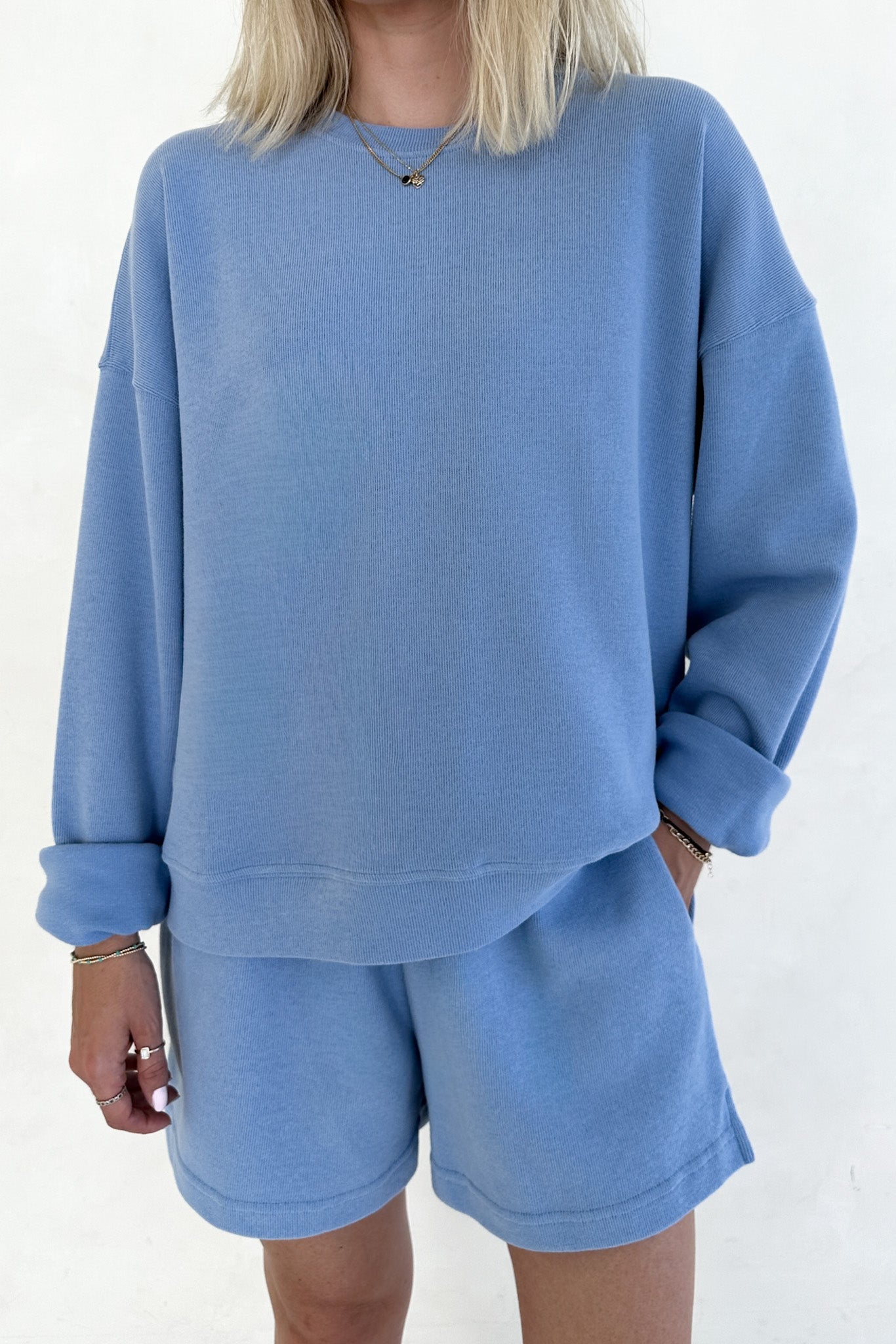 Sunkissed Slouchy Pullover Top in Bahama Blue - Neutral Ground