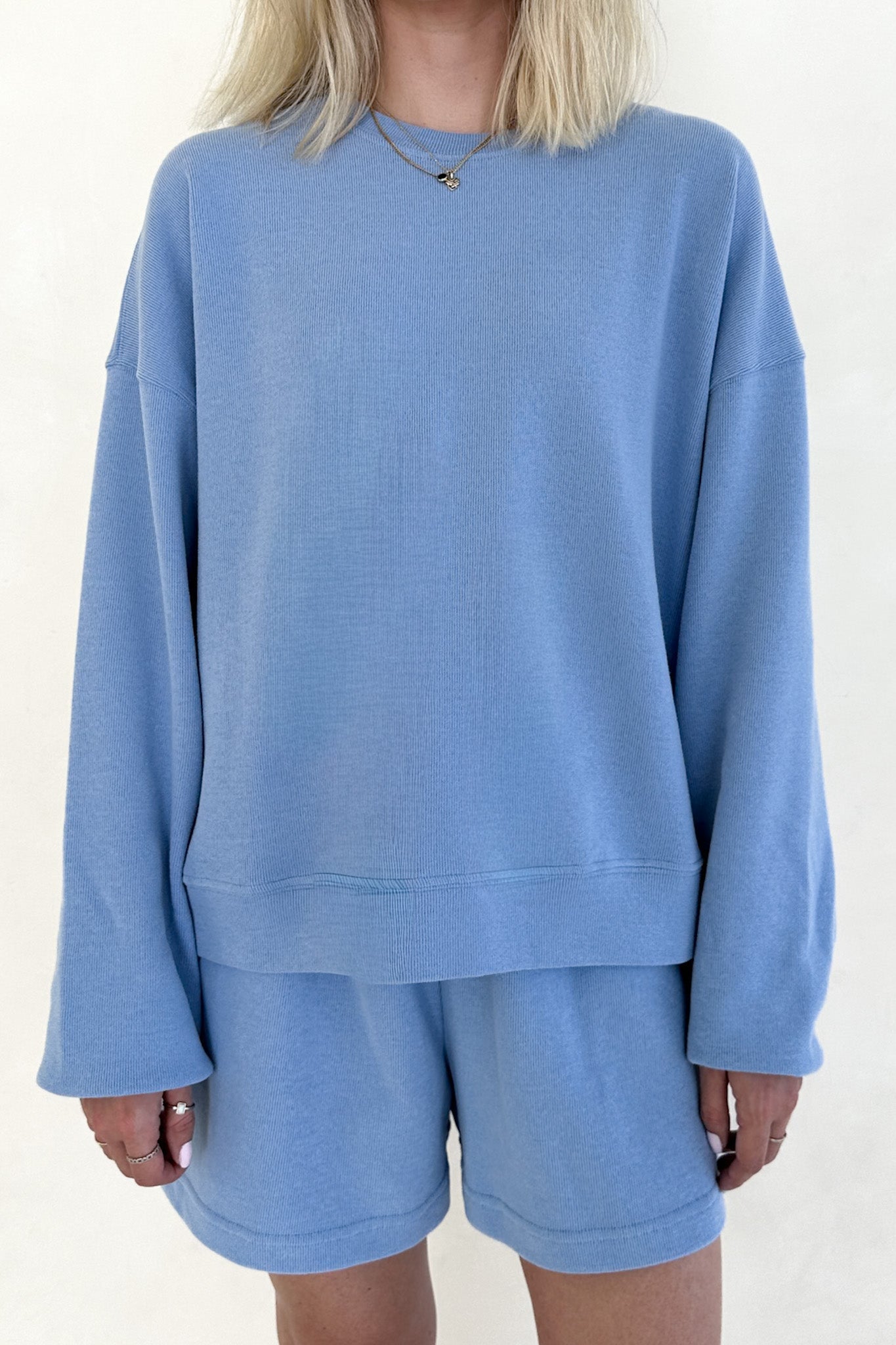 Sunkissed Slouchy Pullover Top in Bahama Blue - Neutral Ground