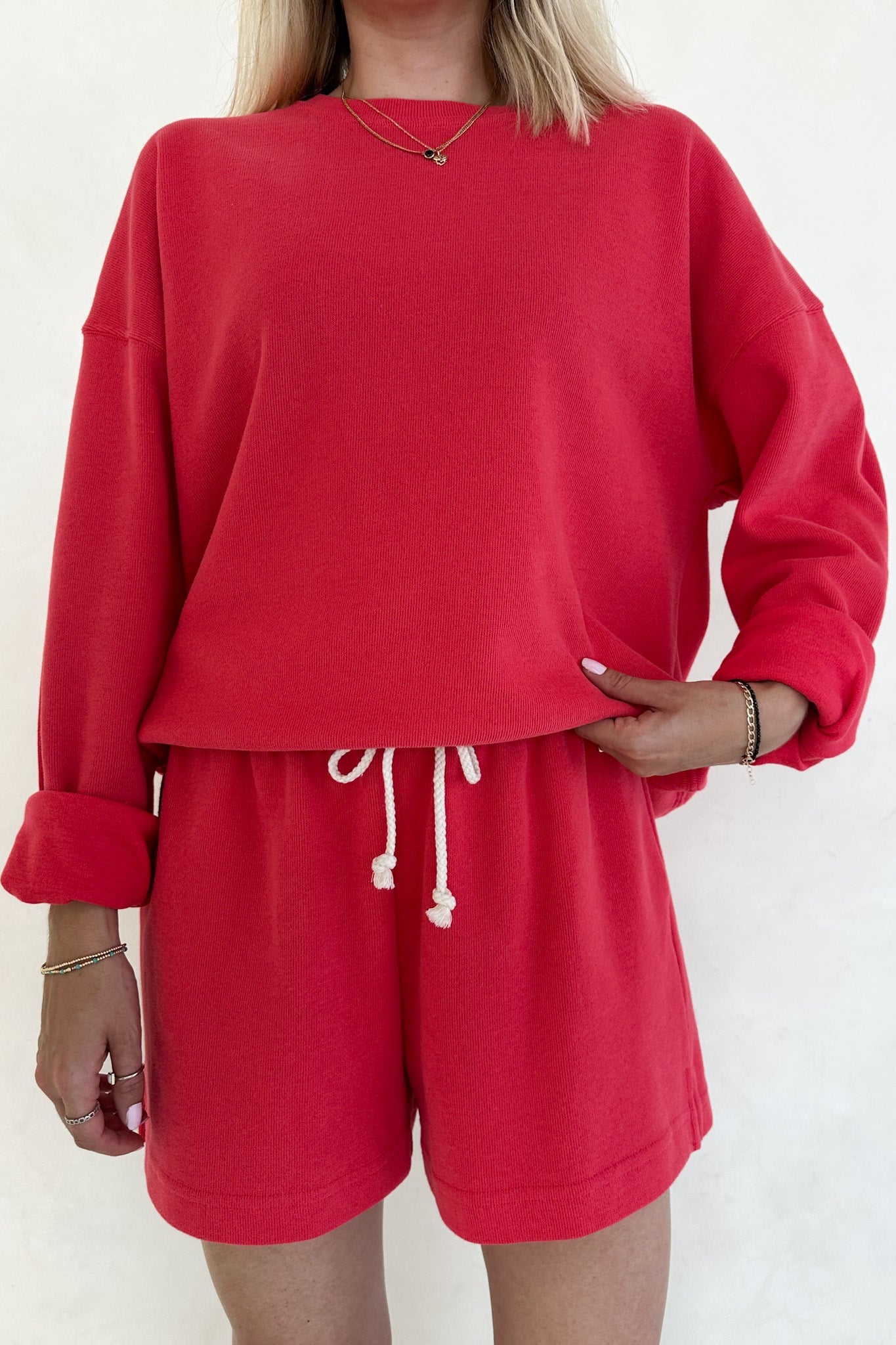 Sunkissed Slouchy Pullover Top in Papaya - Neutral Ground