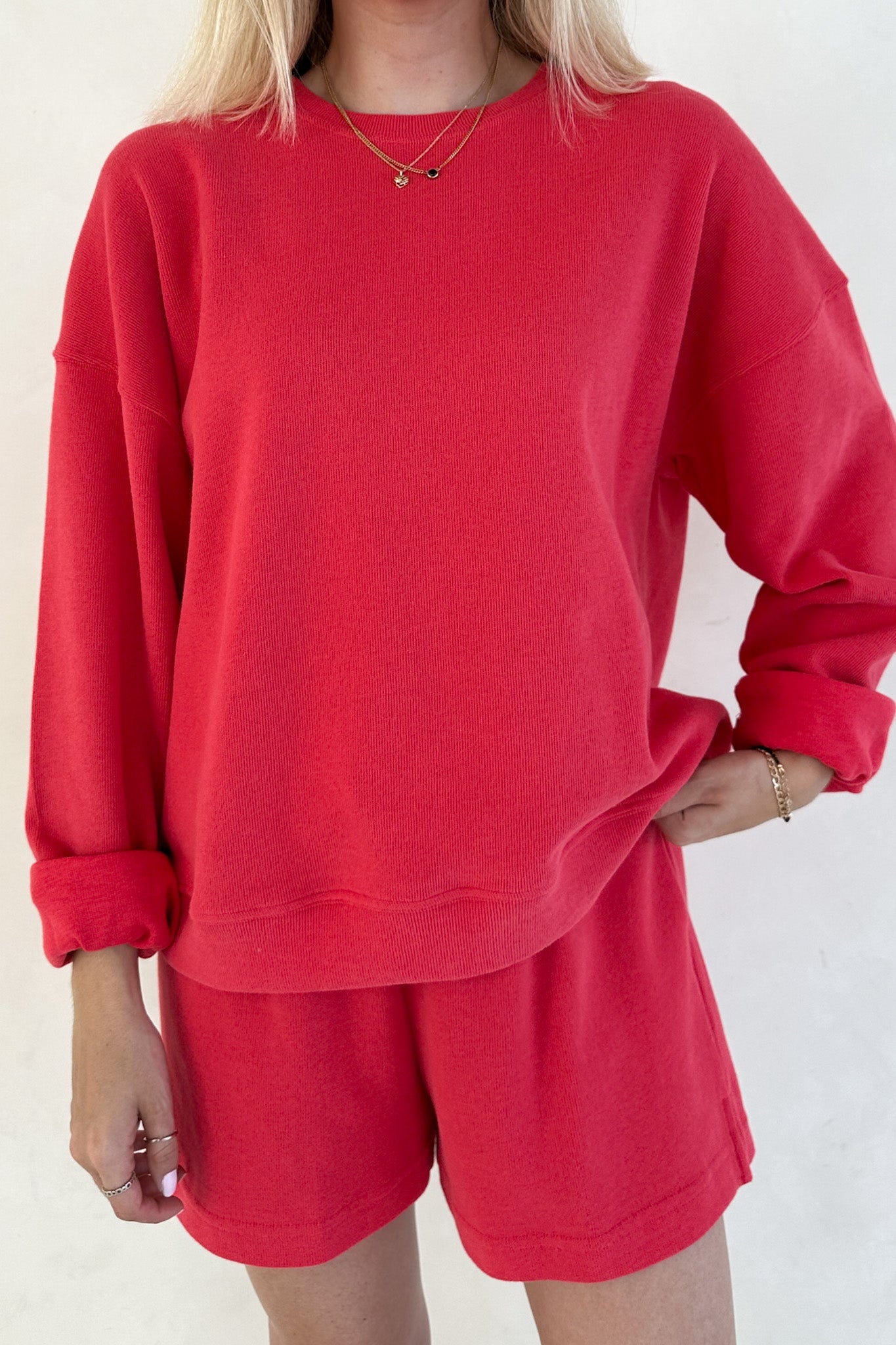 Sunkissed Slouchy Pullover Top in Papaya - Neutral Ground