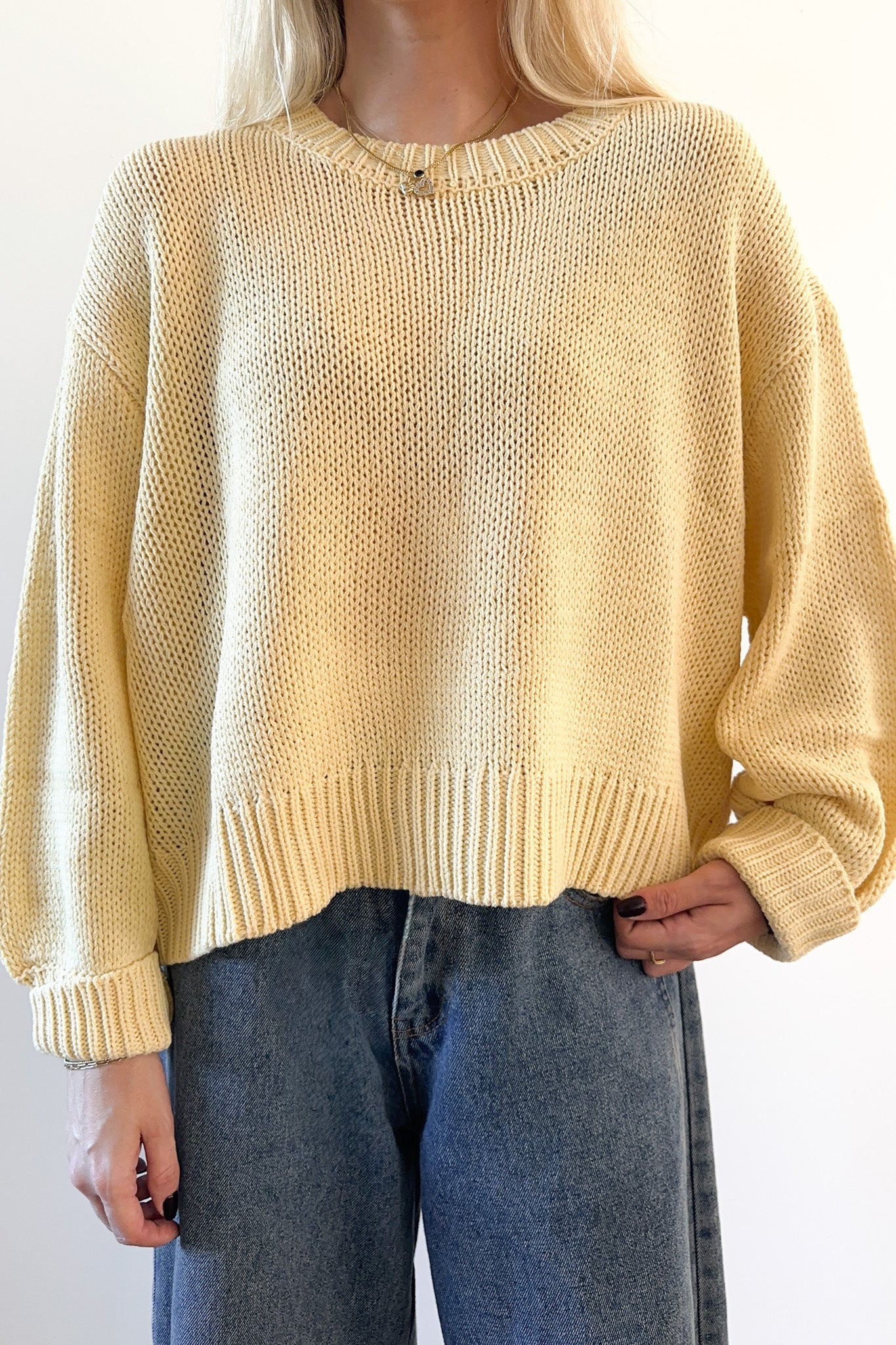 Sunny Balloon Sleeve Sweater Top - Neutral Ground