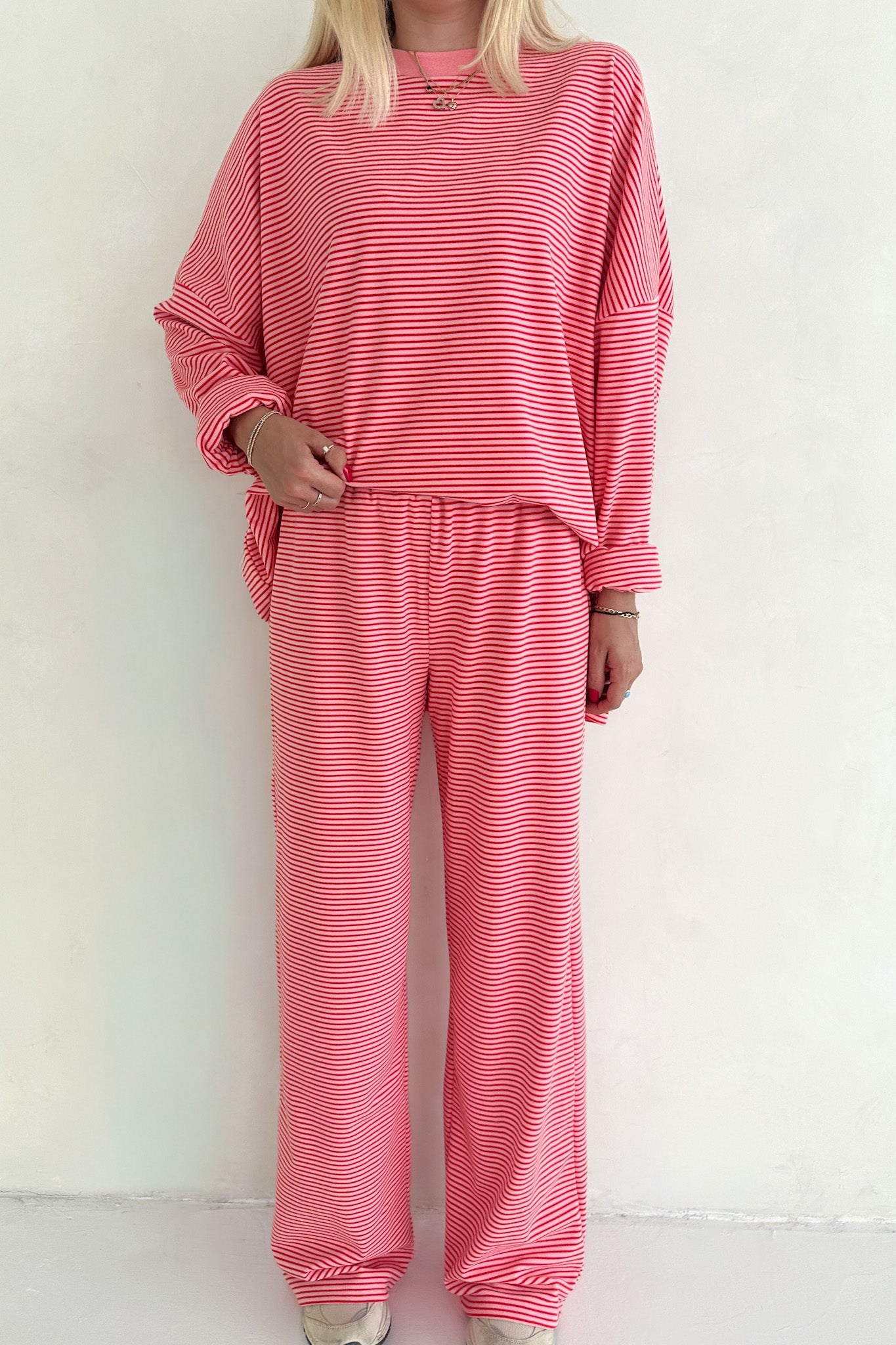 Sweethearts Ultra Soft Striped Pants in Pink and Red - Neutral Ground