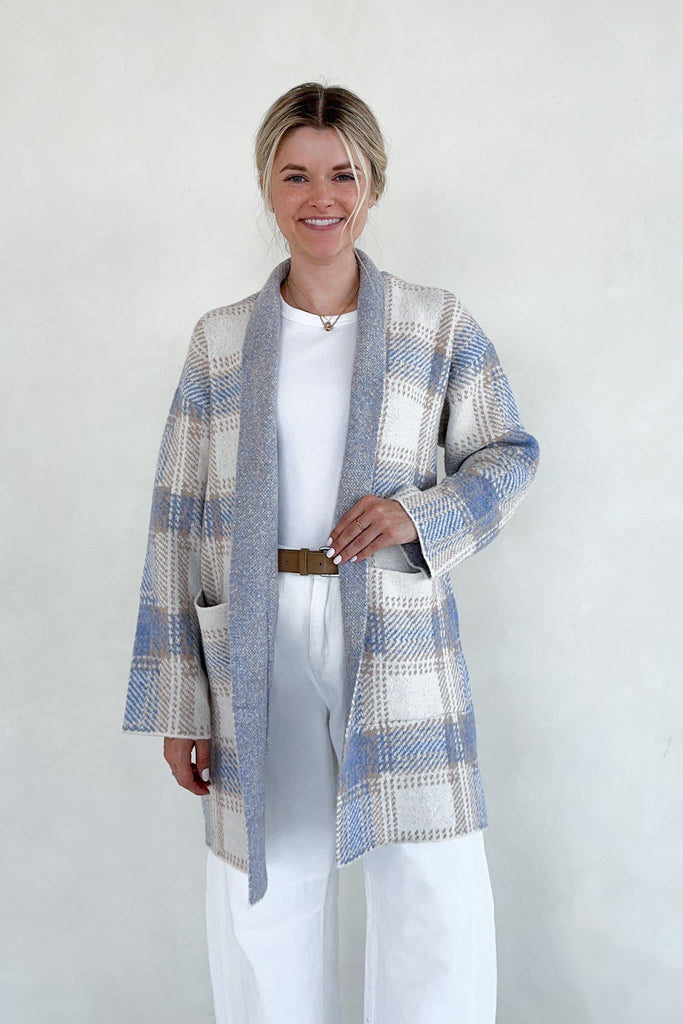 Tahoe Plaid Knit Coat Jacket - Neutral Ground