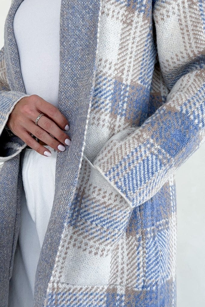Tahoe Plaid Knit Coat Jacket - Neutral Ground