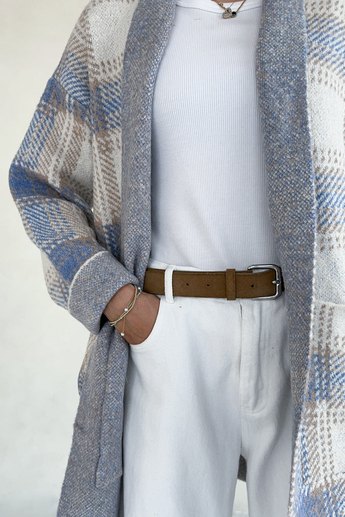 Tahoe Plaid Knit Coat Jacket - Neutral Ground