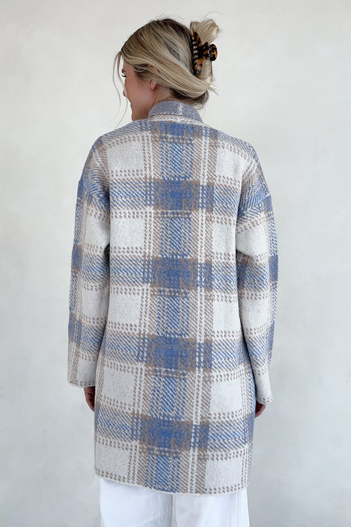 Tahoe Plaid Knit Coat Jacket - Neutral Ground