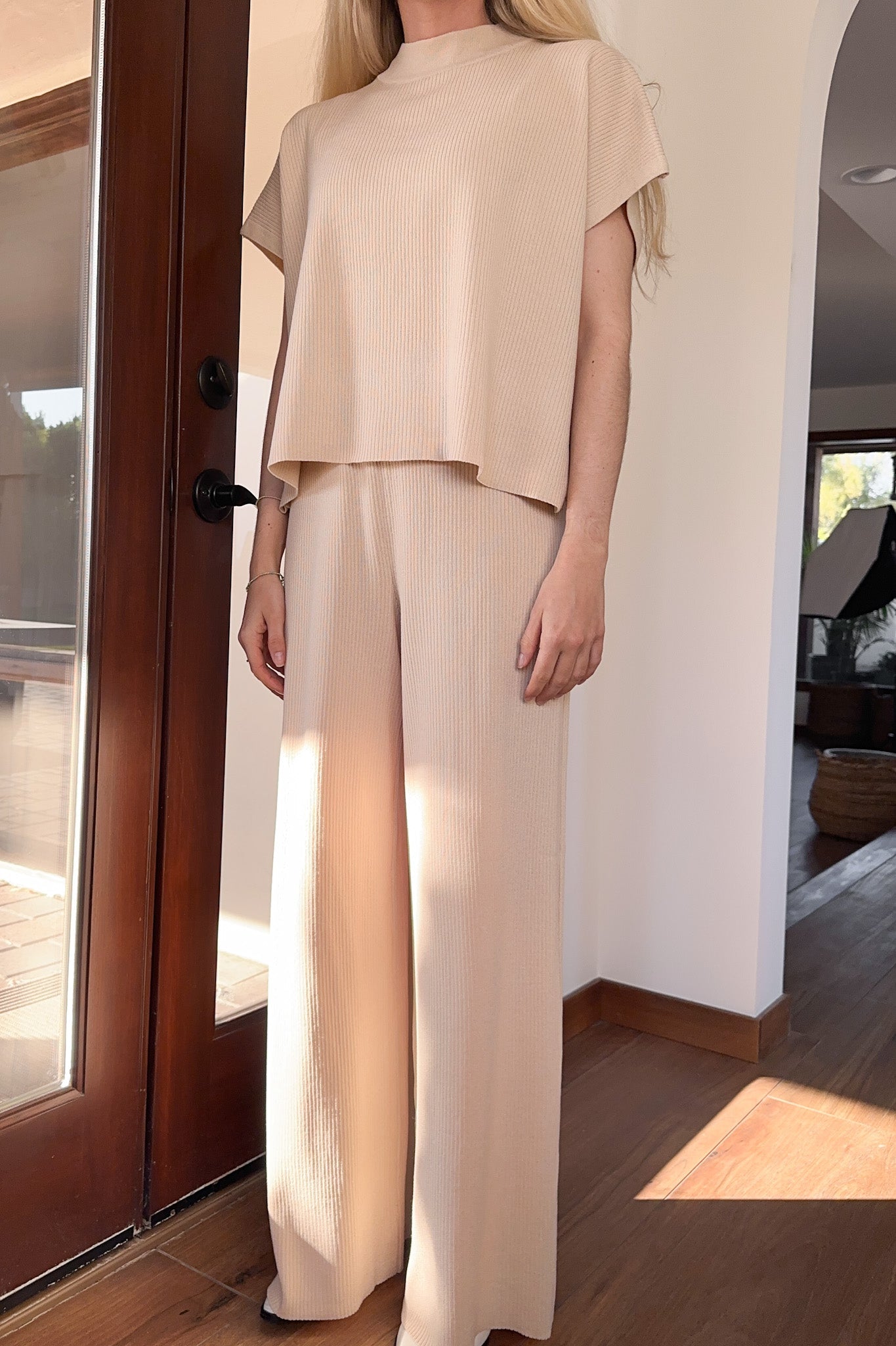 Teagan Ribbed Knit Pants - Neutral Ground